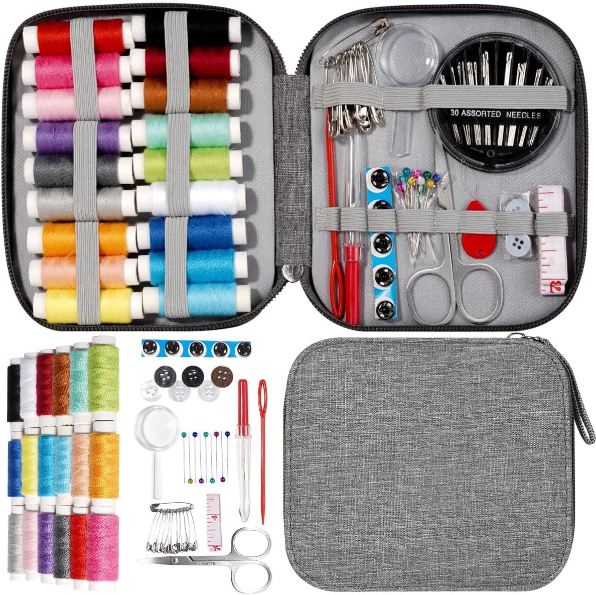 JUNING Sewing Kit with Case Portable Sewing Supplies for Home Traveler, Adults,...