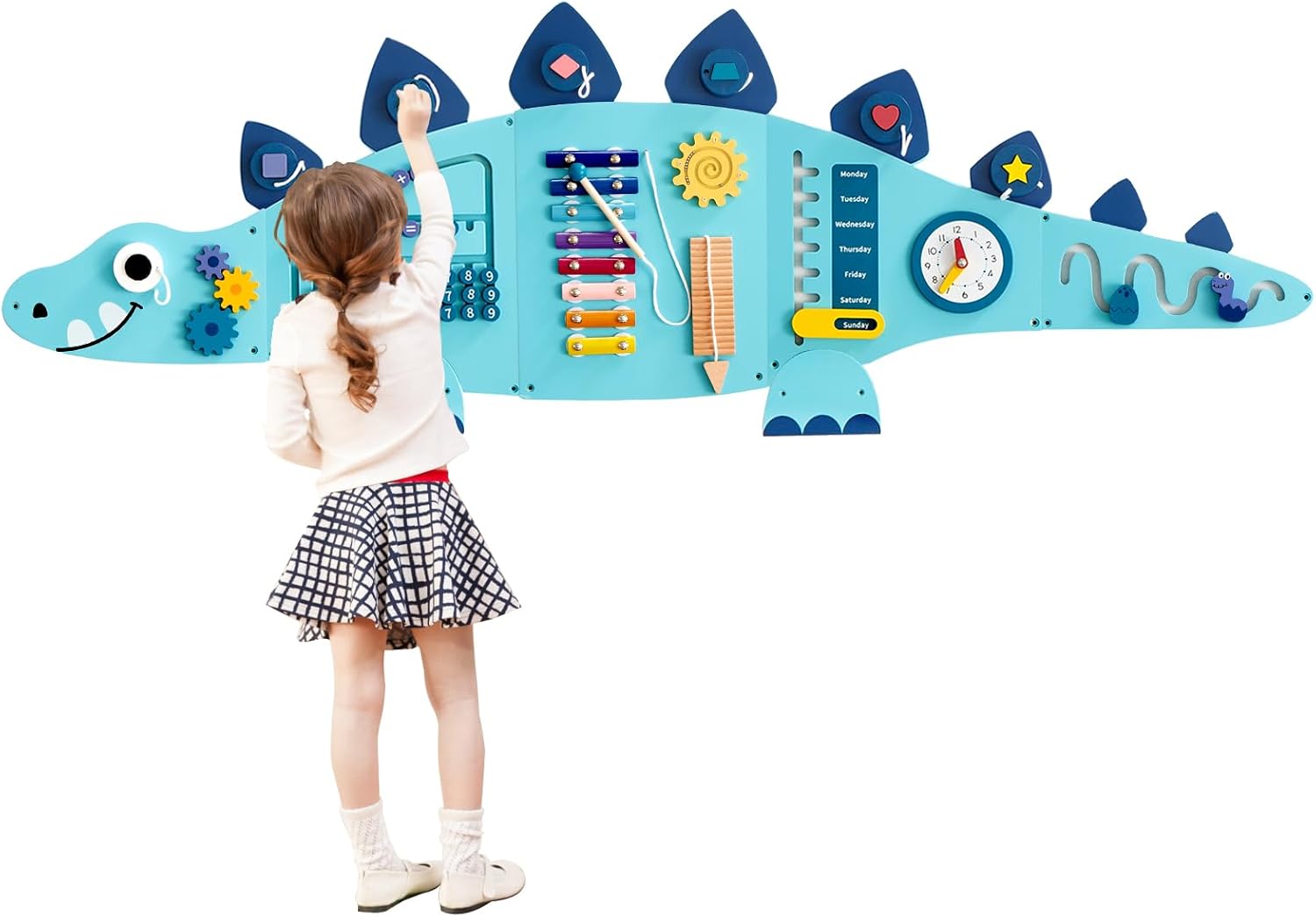 Beright Dinosaur Activity Wall Busy Board Panels, Montessori Sensory Toys, Toddl...