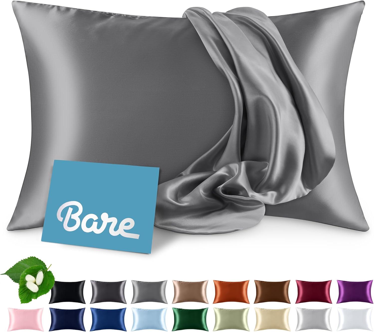 Bare Home 100% Mulberry Silk Pillowcase, Special Pillowcase for Hair and Skin, U...