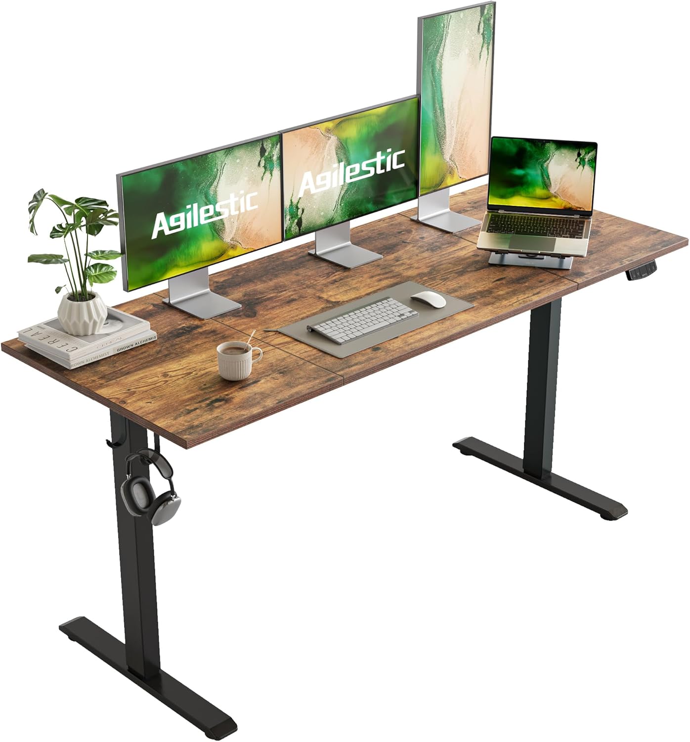 Electric Standing Desk, Large 63 x 24 Inches Height Adjustable Desk, Sit Stand u...