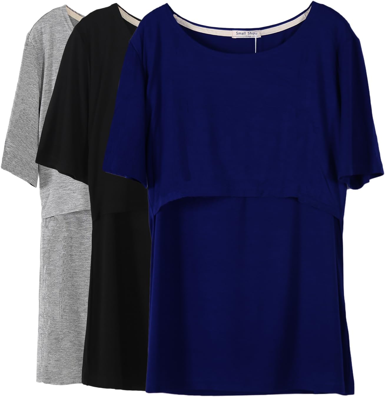 Smallshow Nursing Tops, Special Women's Nursing Tops with Short Sleeve Layered D...
