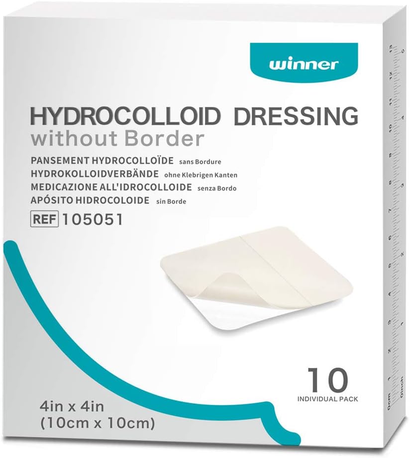 Winner Medical Sterile Hydrocolloid Adhesive Dressing 10 x 10 cm，10 Pack Extra...