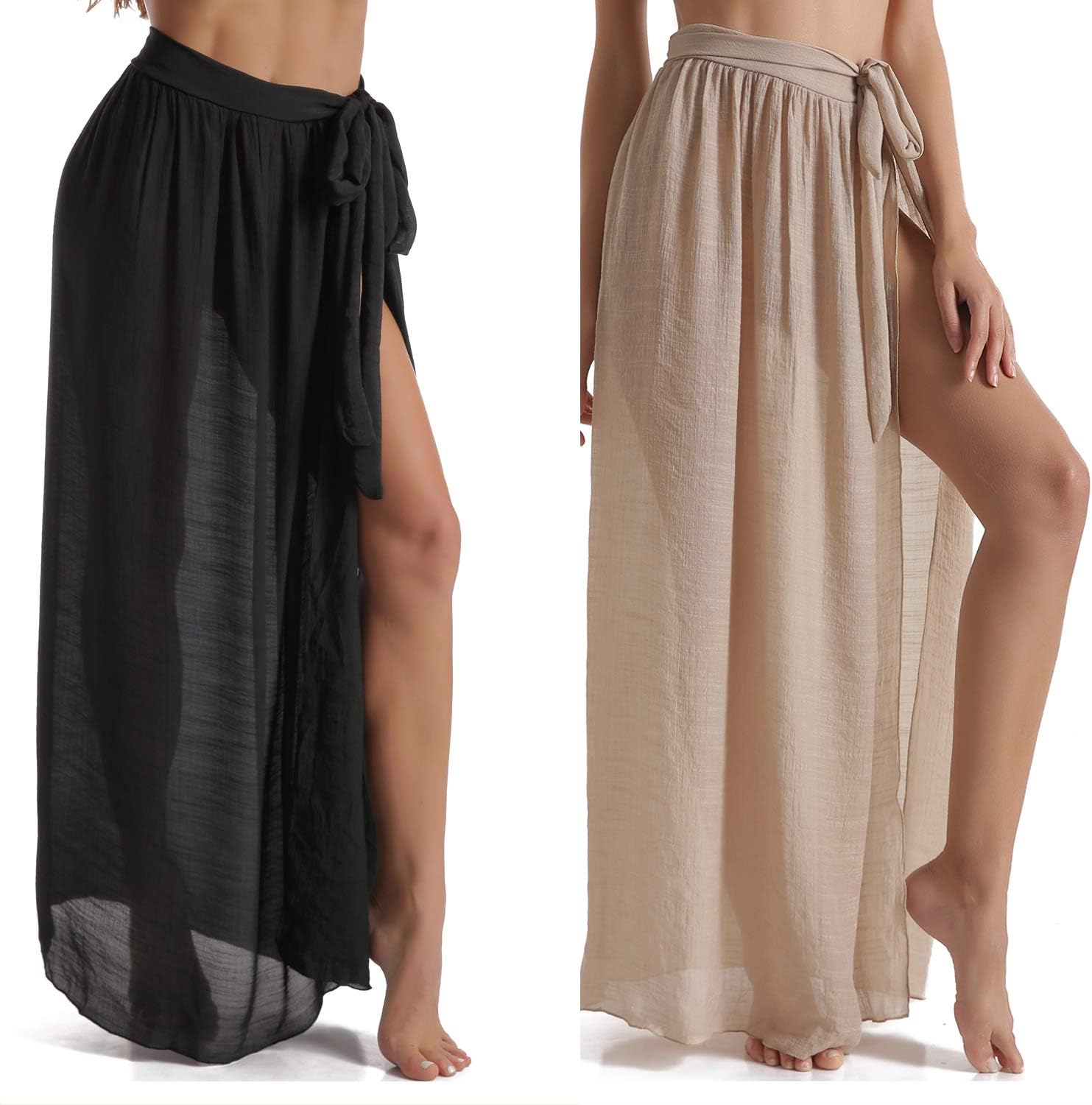 Eicolorte Beach Sarong Pareo Womens Semi-Sheer Swimwear Cover Ups Short Skirt wi...