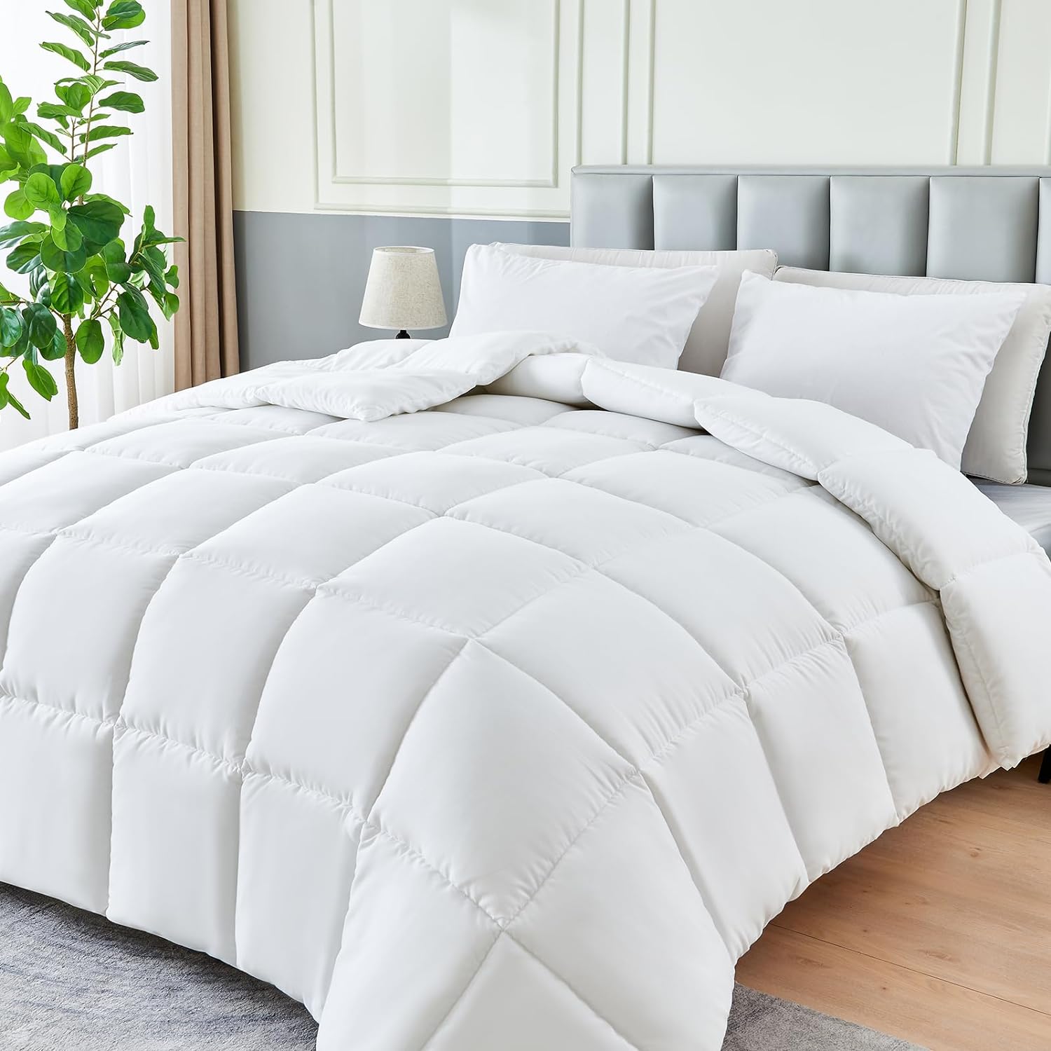 All Season King Size Cooling Comforter，Fluffy Down Alternative Comforter Quilte...