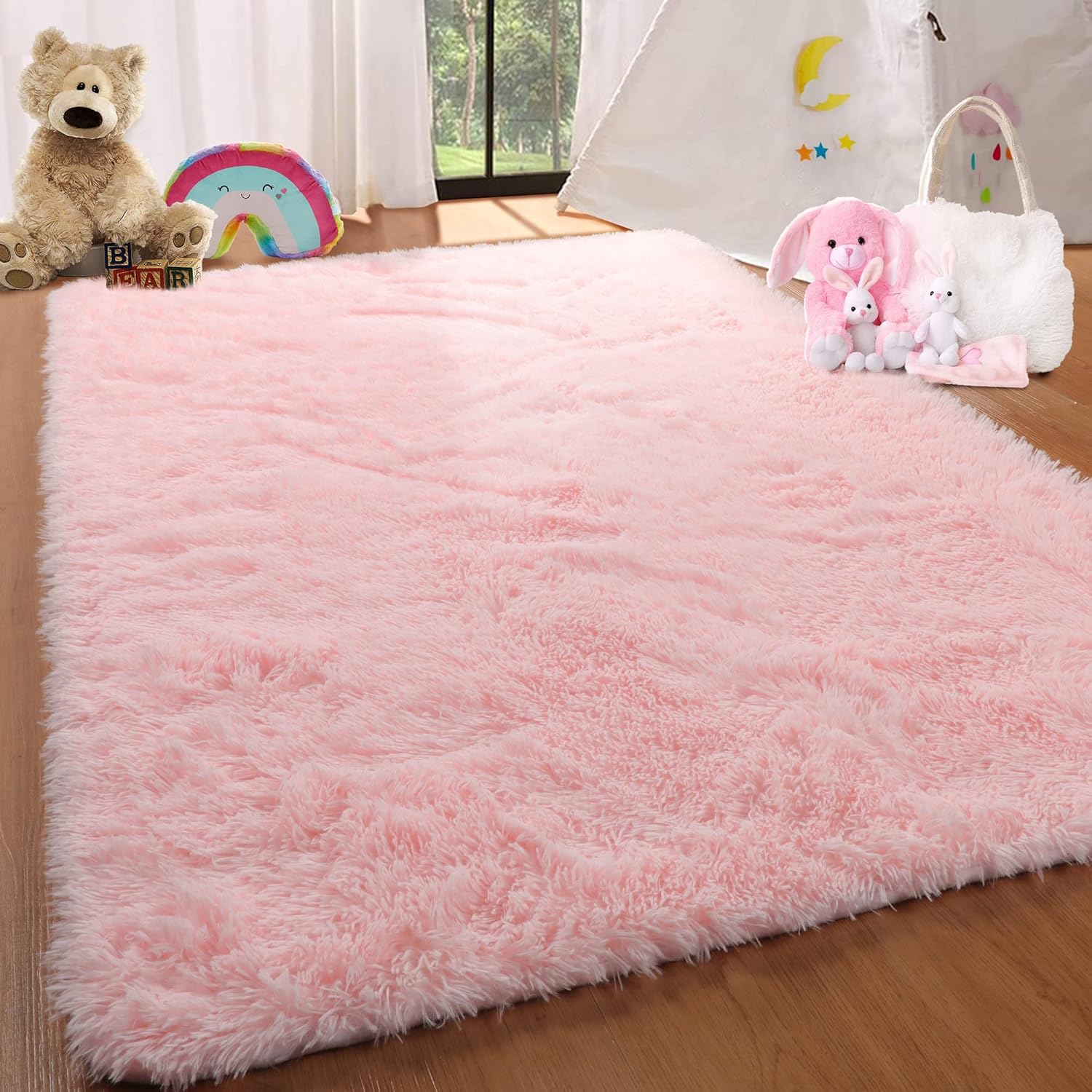 RUGTUDER Pink Rugs, Special Rugs for Bedroom Decor, Innovative Kawaii Fuzzy Area...