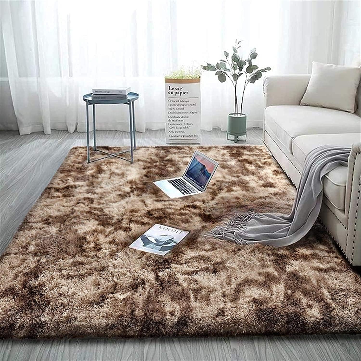 Blivener Luxury Shaggy Soft Area Rug, Special Tie-Dyed Faux Fur Indoor Fluffy No...