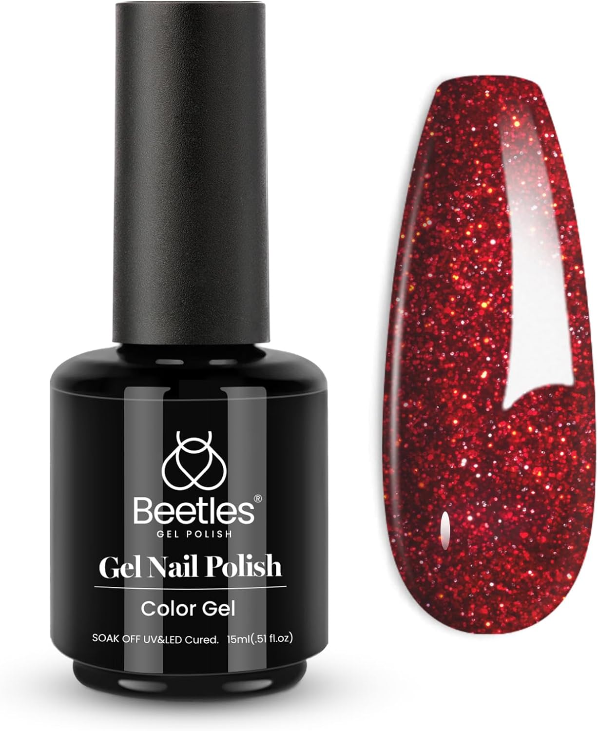 Beetles Gel Polish, Special Glitter Shimmer Red Berry Wine Red Nail Polish, Inno...