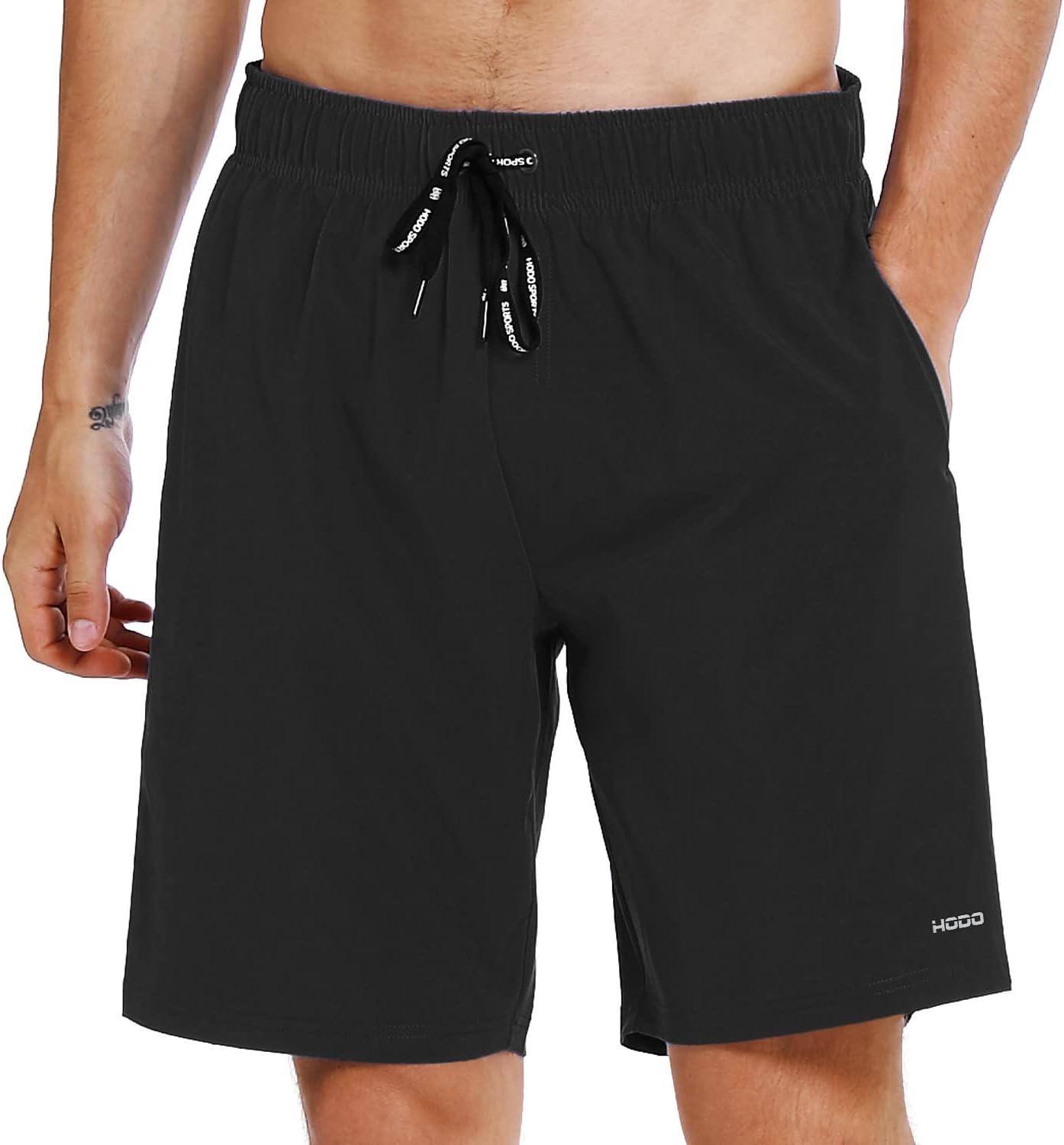 HOdo Mens Swim Trunks 9" Quick Dry Swim Shorts Bathing Suit Large 01-black