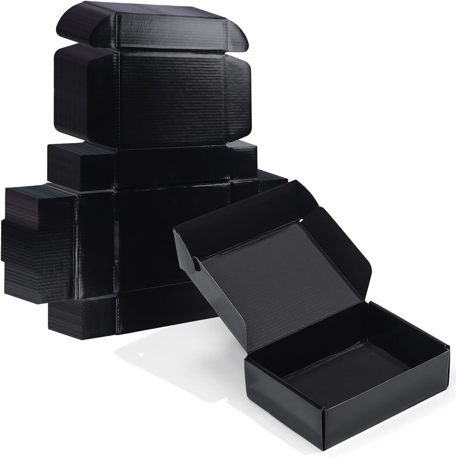 ZBEIVAN 7x5x2 Black Small Shipping Boxes, 20 Packs Corrugated Cardboard Mailer B...