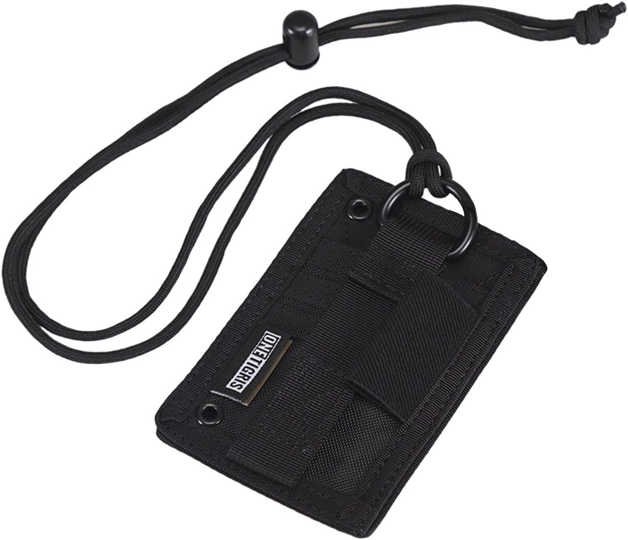 OneTigris Tactical ID Card Holder Hook & Loop Patch Badge Holder Neck Lanyard Ke...