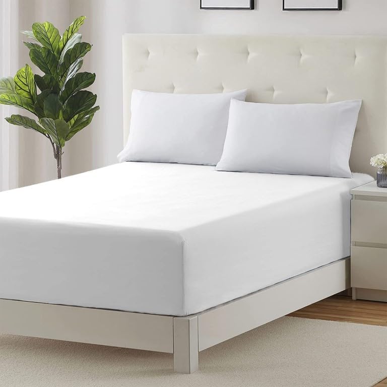Prime Linens Extra Deep 30Cm Plain Fitted Sheet, Elastic Pocket Breathable Soft...