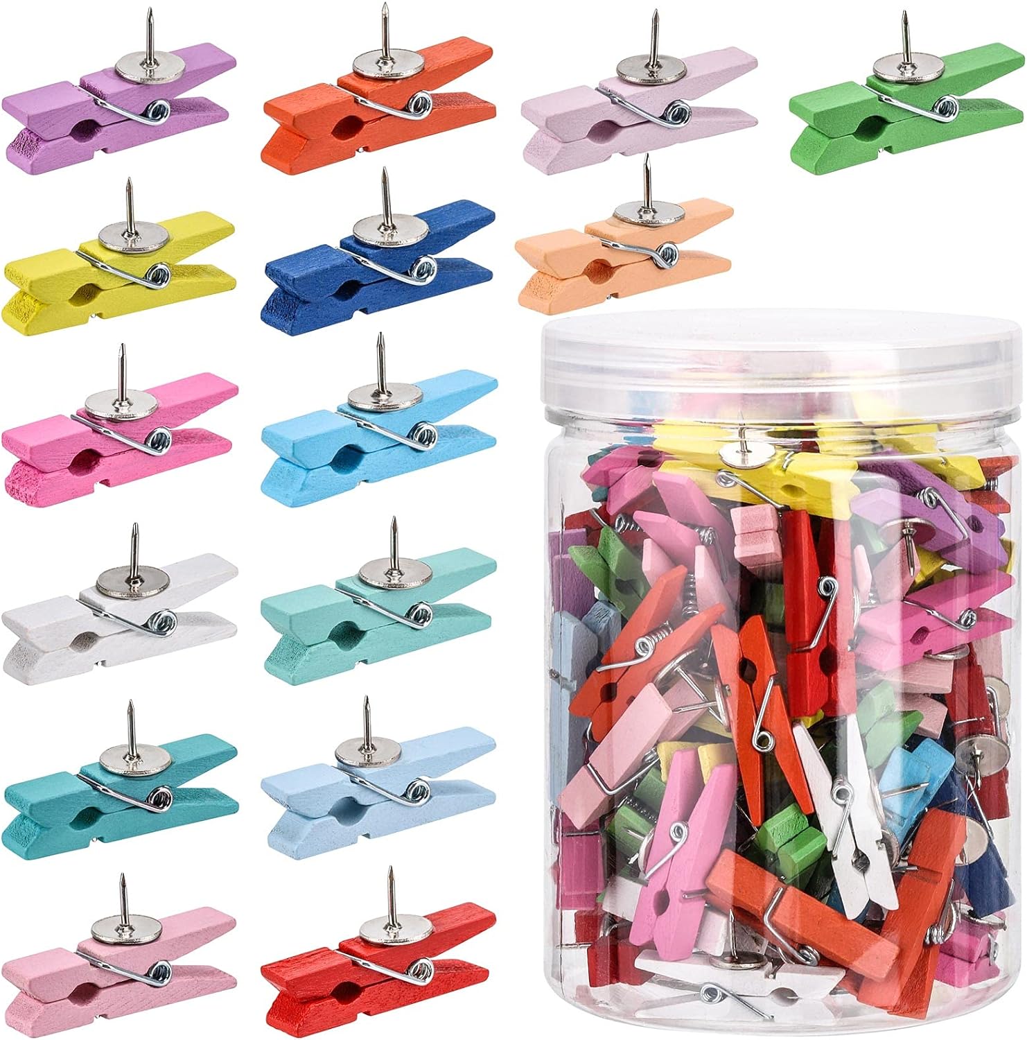 100Pcs Push Pin, Special Wooden Clips Tacks for Cork Board Artwork, Unique Tacks...
