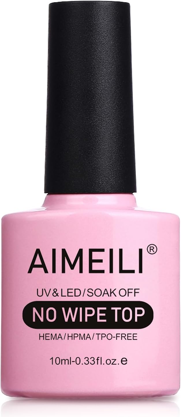 AIMEILI Top Coat Gel Polish, Clear Gel Top Coat No Wipe UV LED Soak Off, Nail Ar...