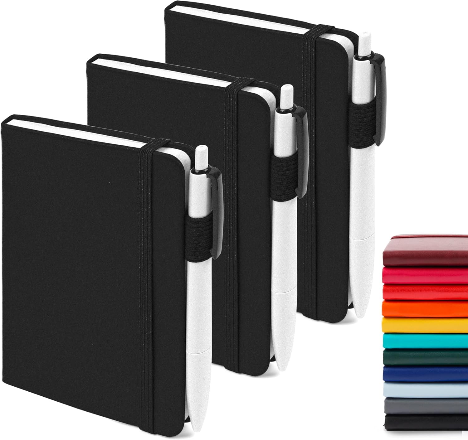 feela 3 Pack Pocket Notebook Journals with 3 Black Pens, A6 Mini Cute Small Jour...