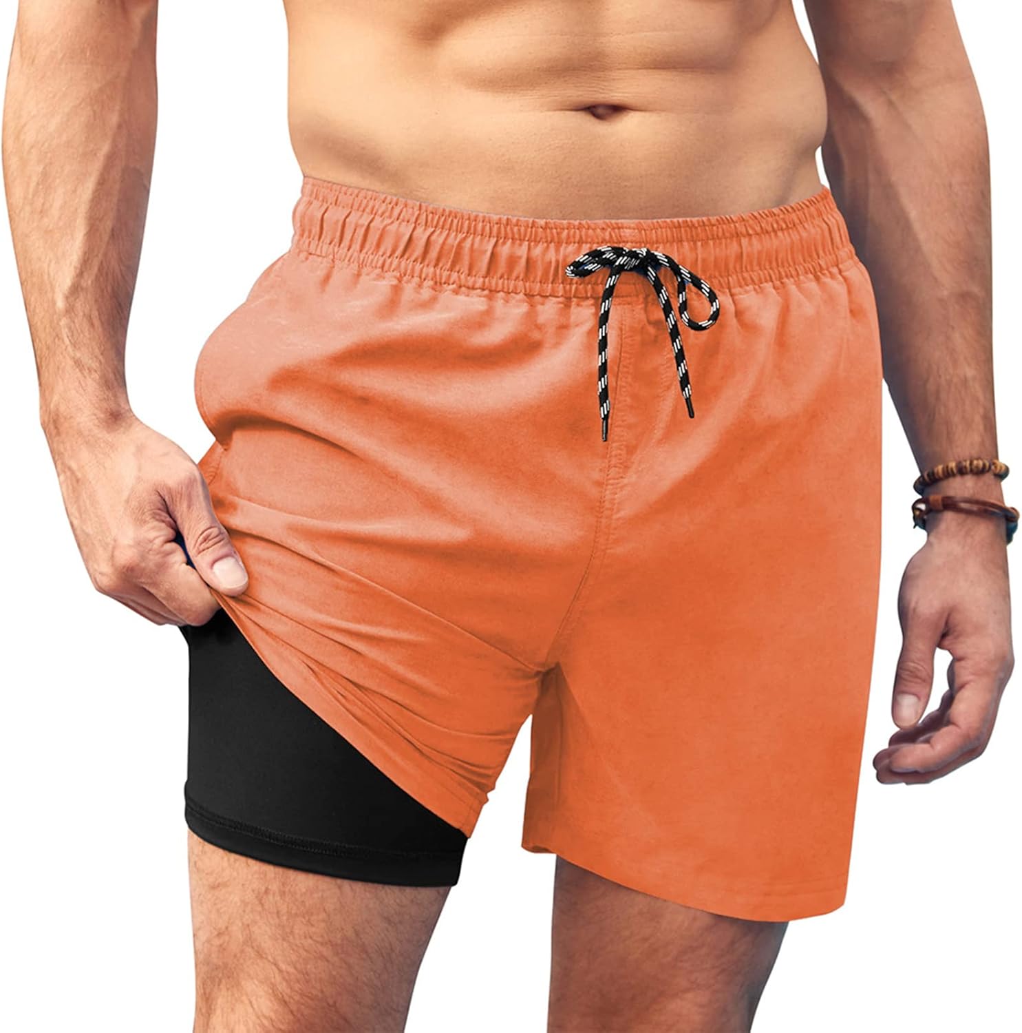 COOFANDY Men Swim Trunk, Special Swimwear with Compression Liner, Innovative 2 i...