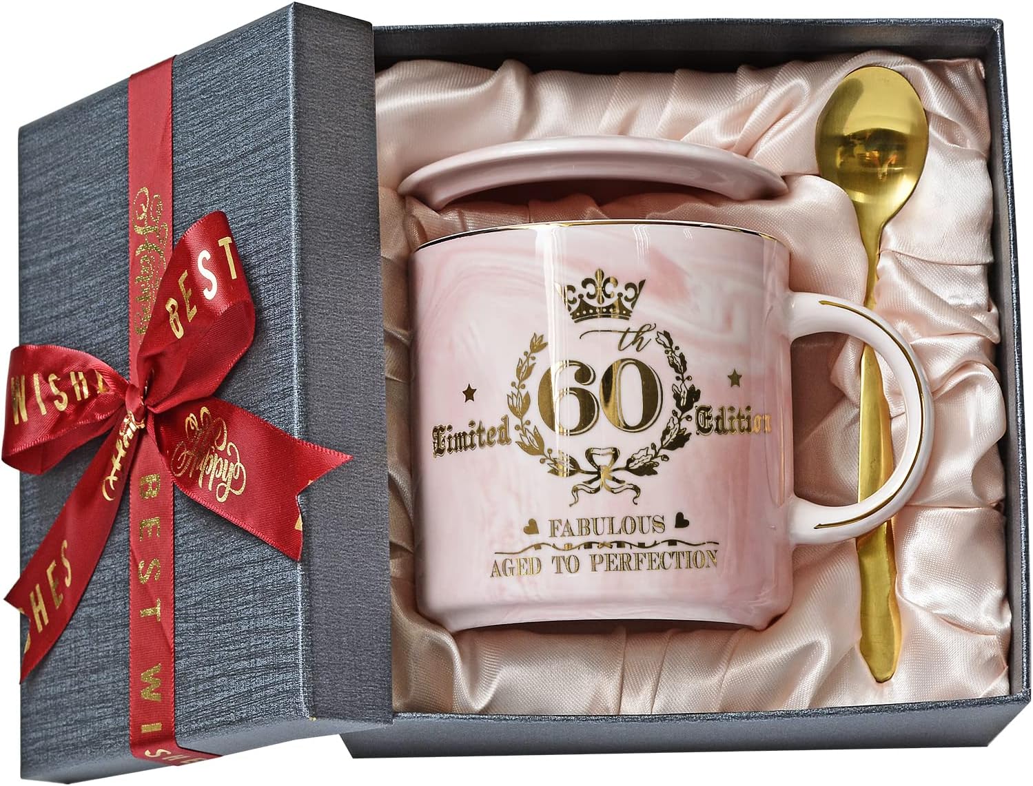60th Birthday Gift for Women, Fabulous 1964 Aged to Perfection - 14oz Pink Coffe...