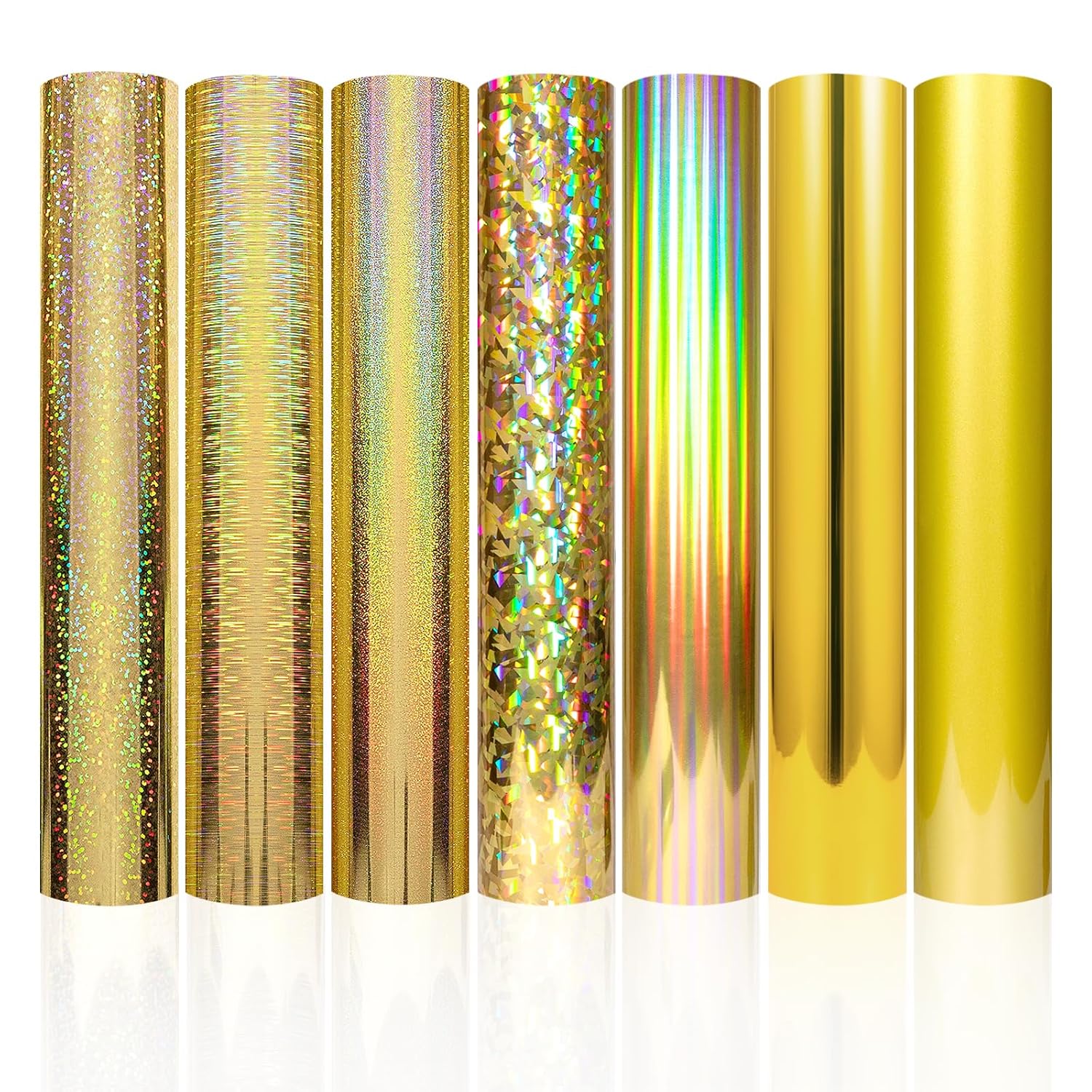 VINYL FROG Heat Transfer Vinyl Bundle 7 Pack Gold HTV Vinyl Sheets 12''x10'' Hol...