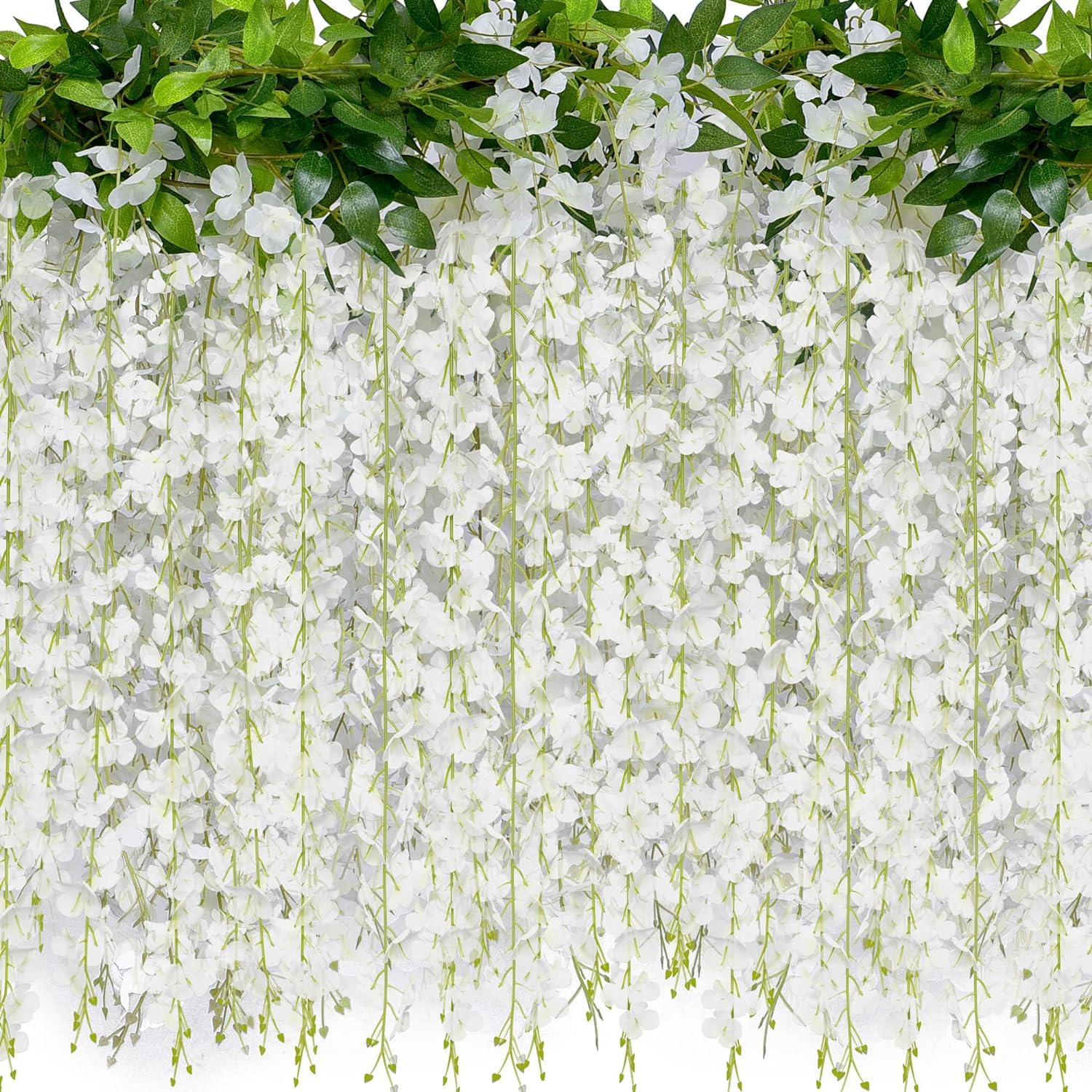 JACKYLED 10x4 Branches Wisteria Hanging Flowers 6 Feet Artificial White Wisteria...