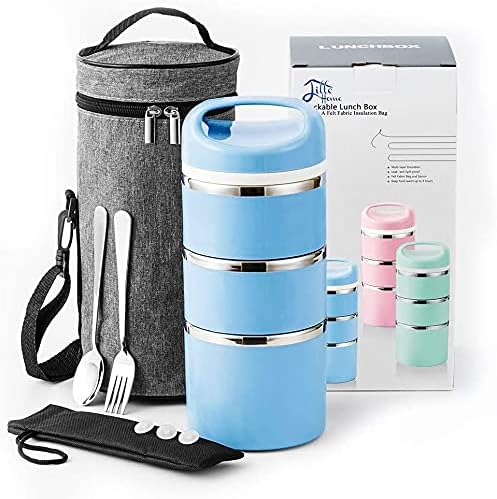 Lille Home 1380ml Stackable Stainless Steel Thermal Compartment Lunch Box, Speci...