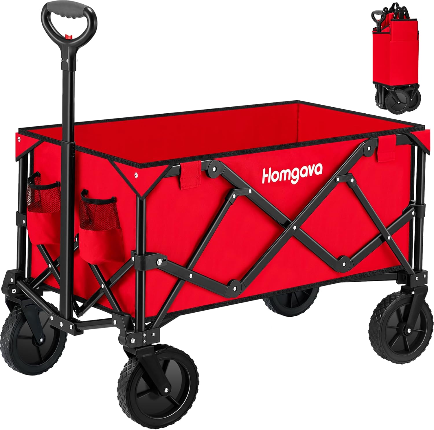 Collapsible Folding Wagon Cart,Heavy Duty Garden Cart with All Terrain Wheels,Po...