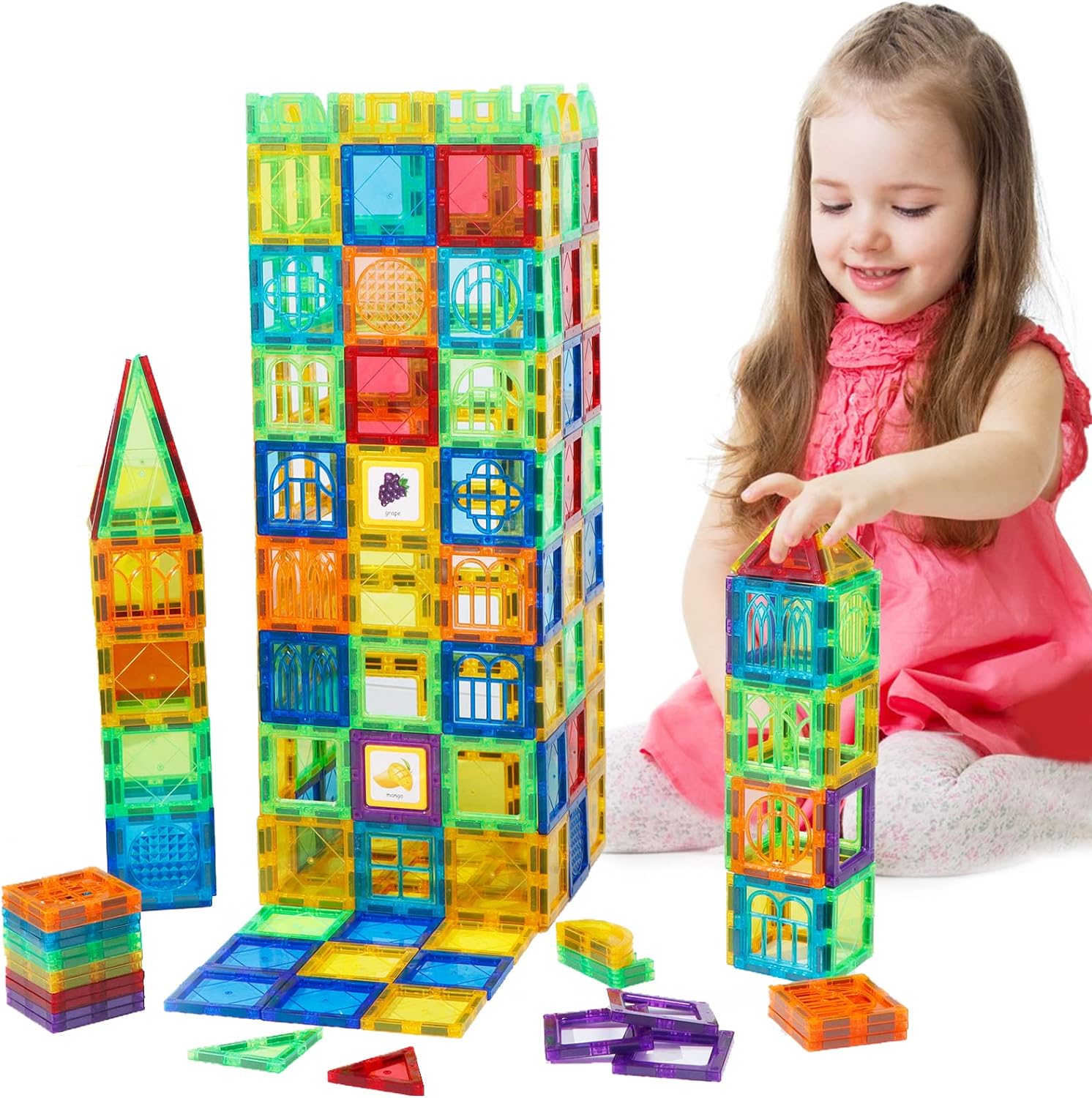 Magblock Magnetic Building Blocks Set,Magnetic Tiles for Kids,STEM Magnet Constr...
