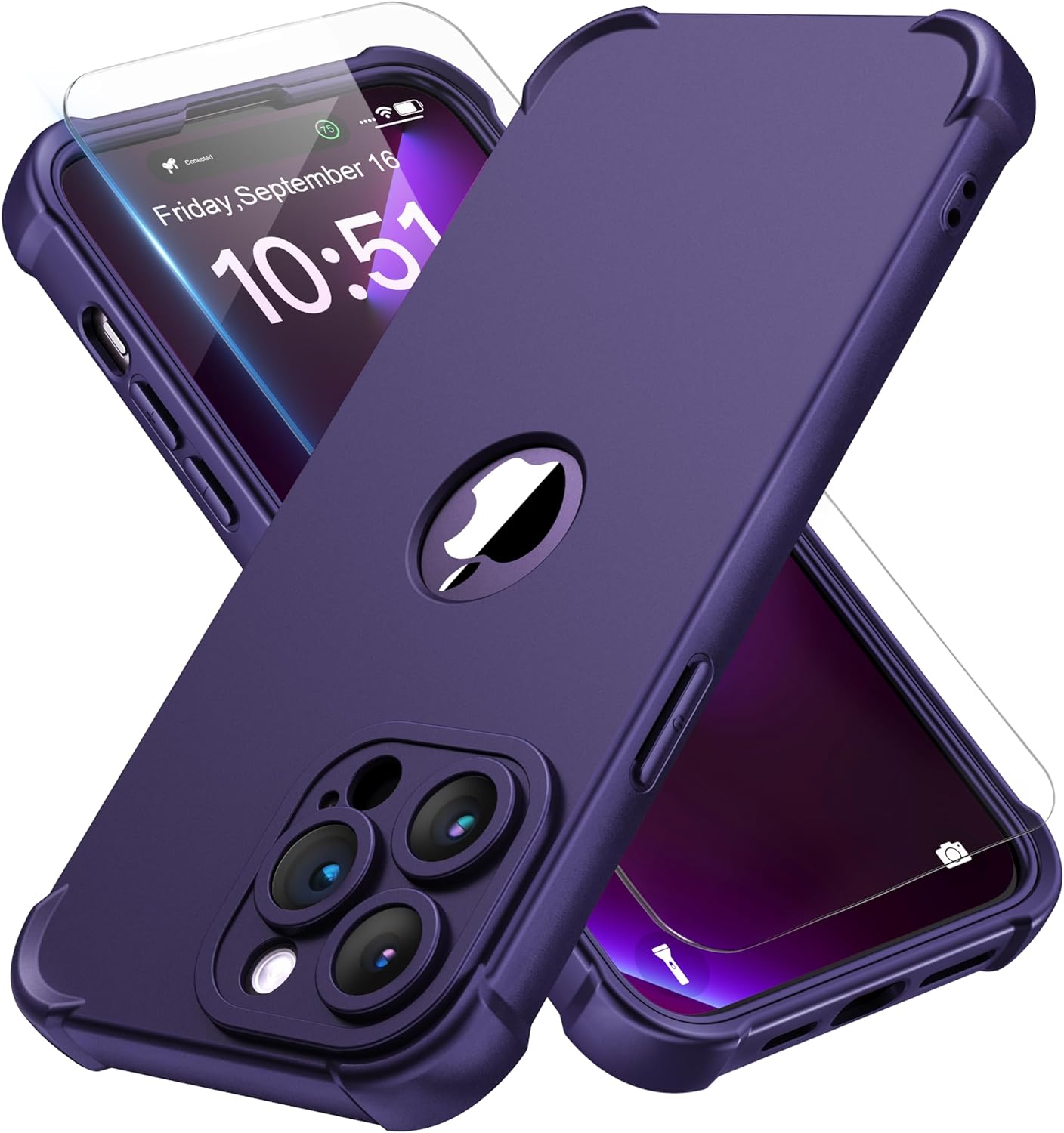 ORETECH 4 in 1 Case for iPhone 14 Pro Max Case, with [2 x Tempered Glass Screen...