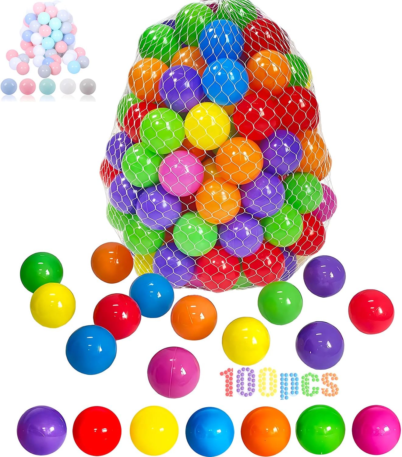 LANGXUN Soft Plastic Ball Pit Balls, Plastic Toy Balls for Kids, Ideal Gift for...
