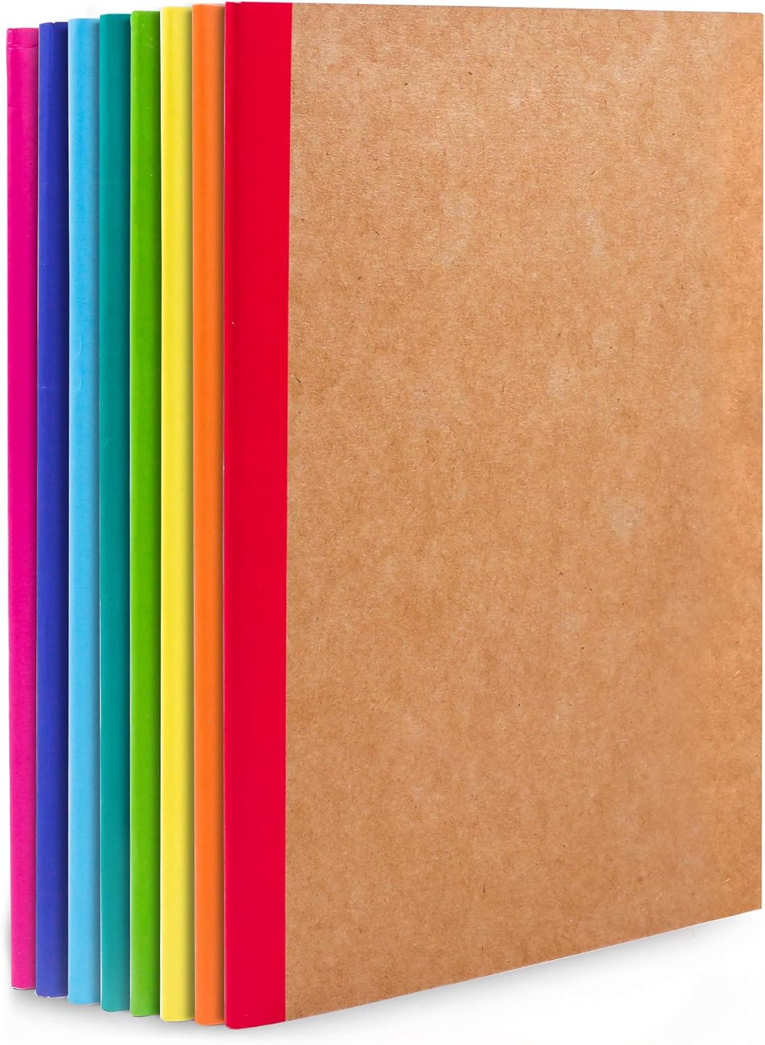 feela 8 Pack Kraft Notebooks A5, 60 Pages Lined Notepad Journal Bulk, Soft Brown...