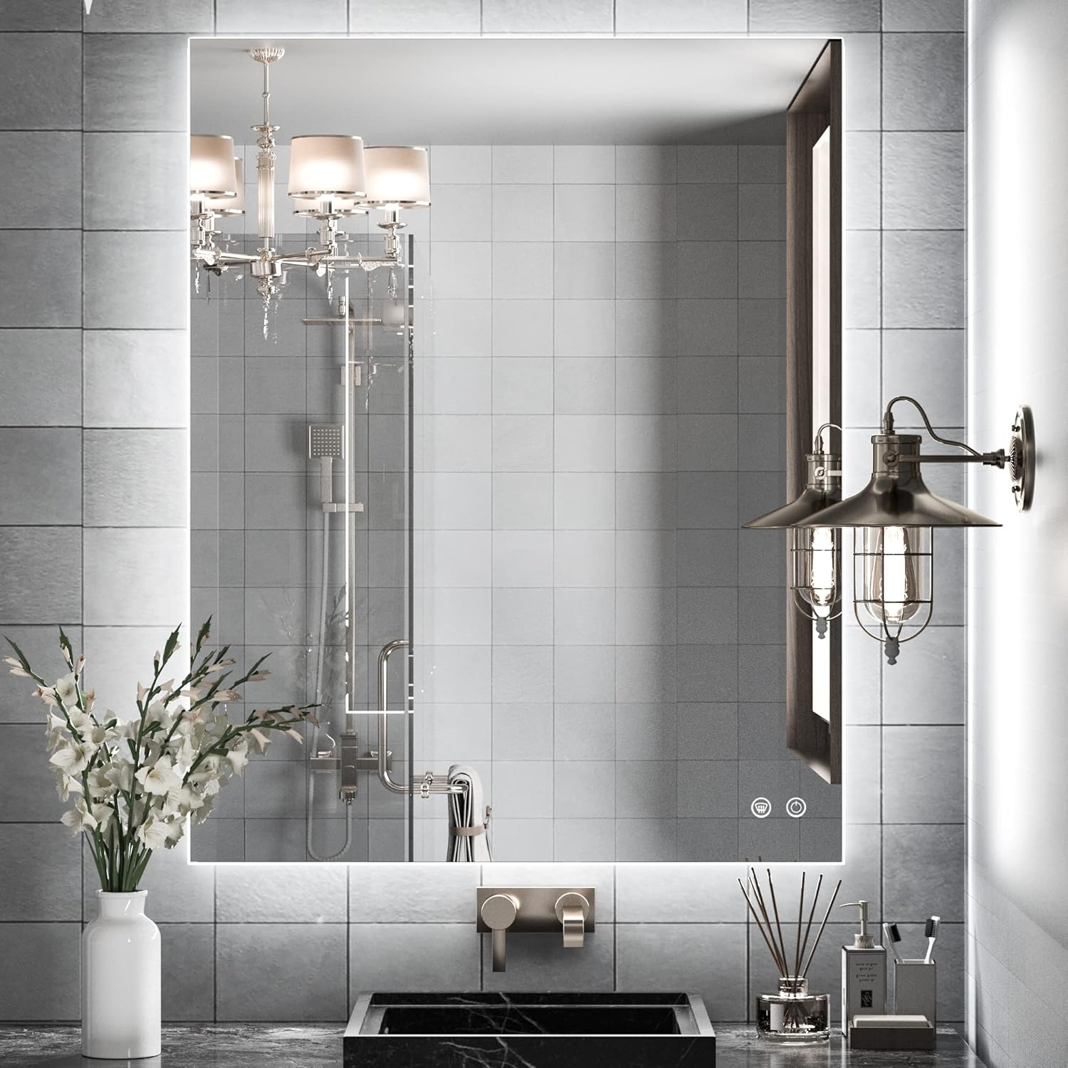 TETOTE 30x36 Inch LED Backlit Bathroom Mirror with Lights,Anti-Fog,Dimmable Ligh...