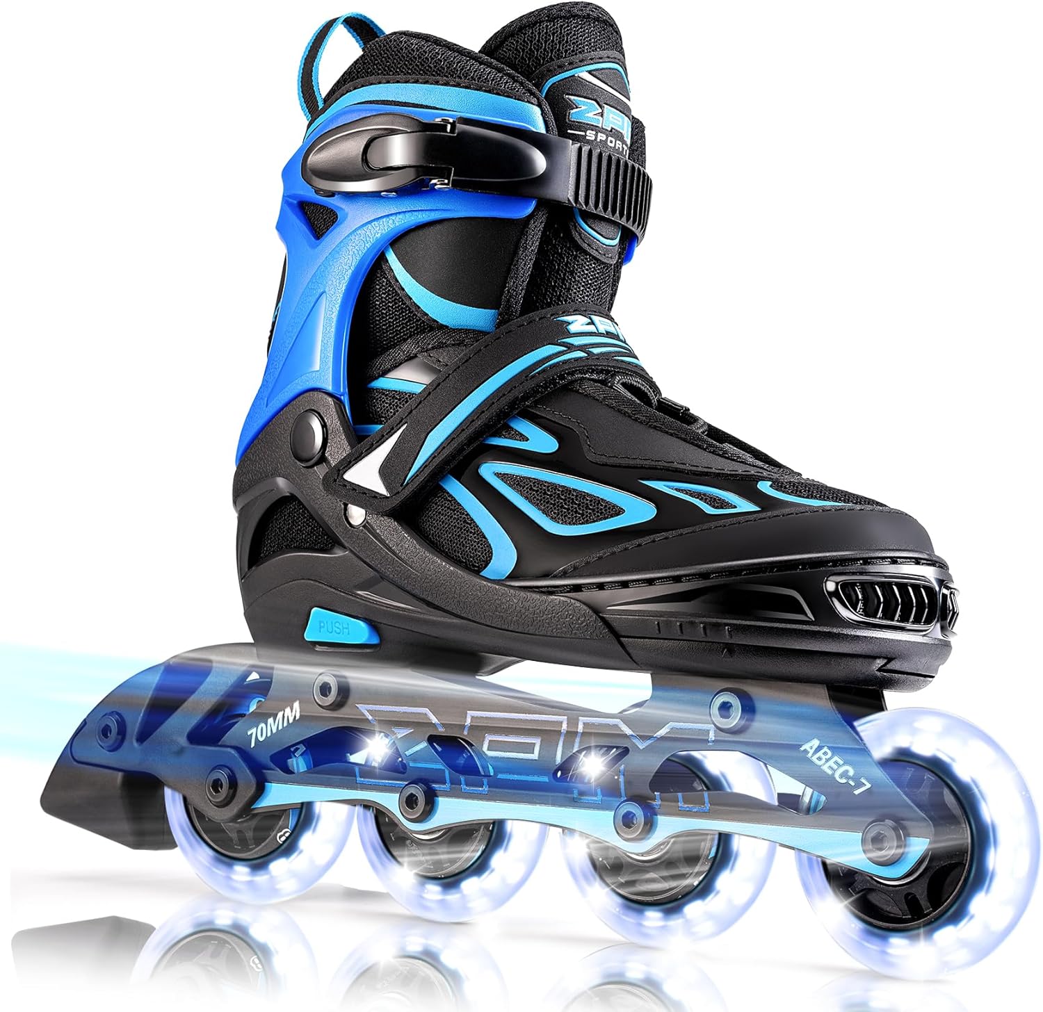 2PM SPORTS Vinal Girls Adjustable Flashing Inline Skates, All Wheels Light Up, F...