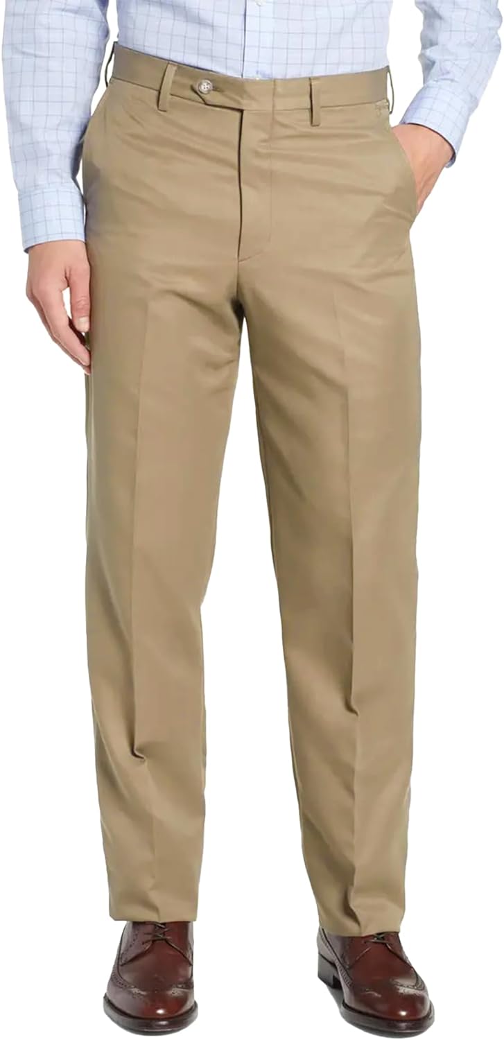 Men's Cozy Hidden Expandable Waist Dress Pants | Premium Stretch Texture Weave W...