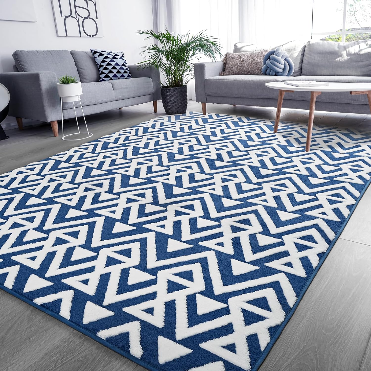 Ompaa Ultra Soft Shaggy Rugs Memory Foam Bedroom Carpet, Blue 6 x 9 Feet, Plush...