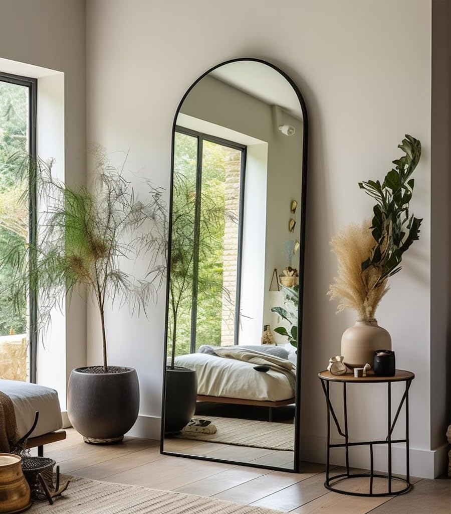 Arched Full Length Mirror, 64"*21", Large Floor Mirror with Stand, Full Body Mir...