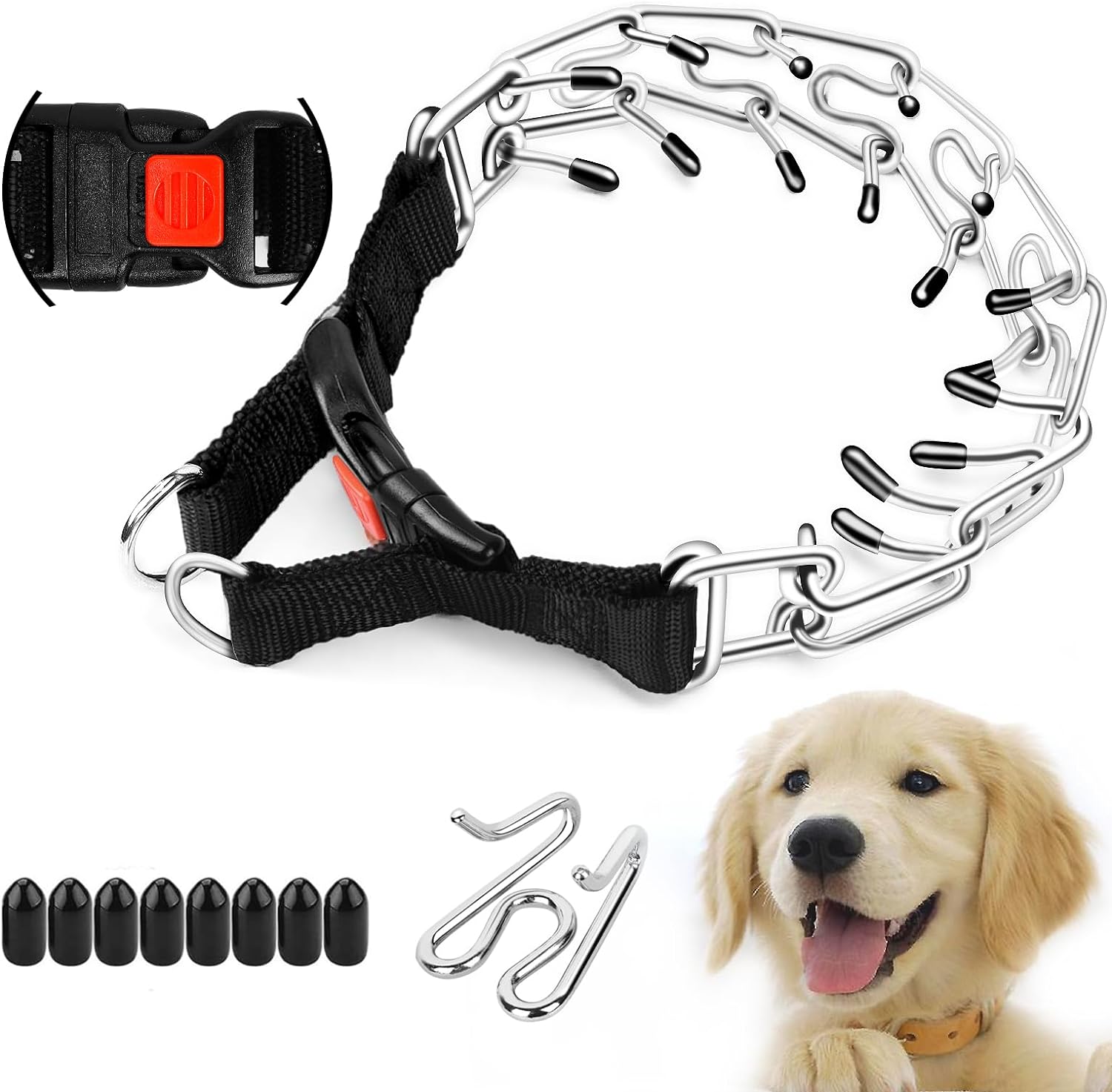 Supet Dog Prong Collar, Special Adjustable Dog Training Collar with Quick Releas...