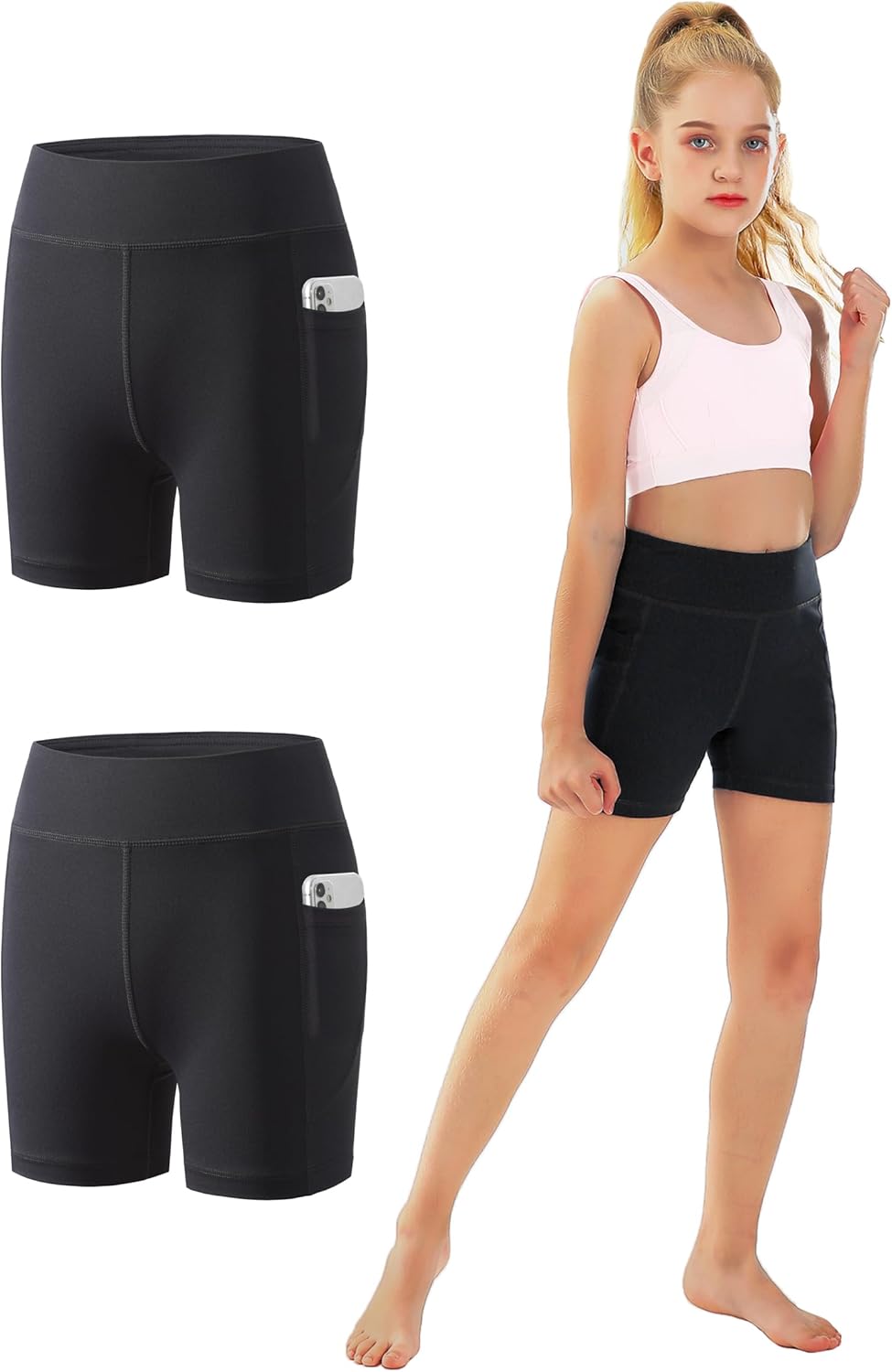 Youth Girls Spandex Shorts, Special Volleyball Shorts, Unique Biker Cheer Dance...