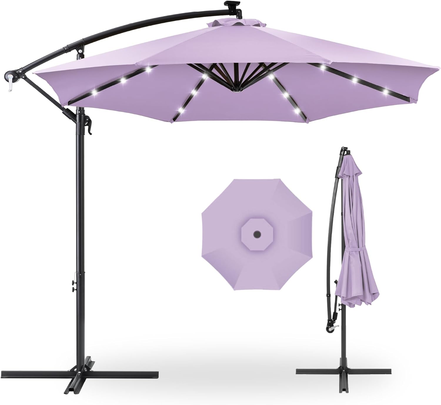 Choice Products 10ft Solar LED Offset Hanging Market Patio Umbrella, Innovative...