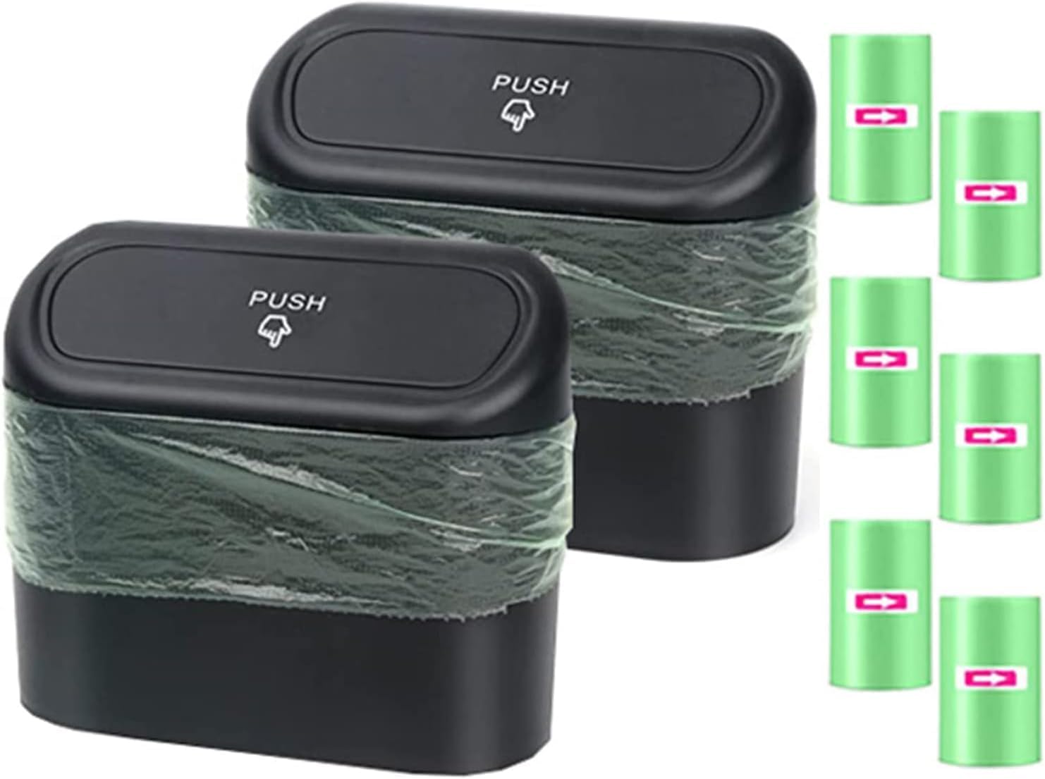 Car Trash Can, 2 Mini Car Accessories with Lid and 120pcs Trash Bag, Cute Car Or...