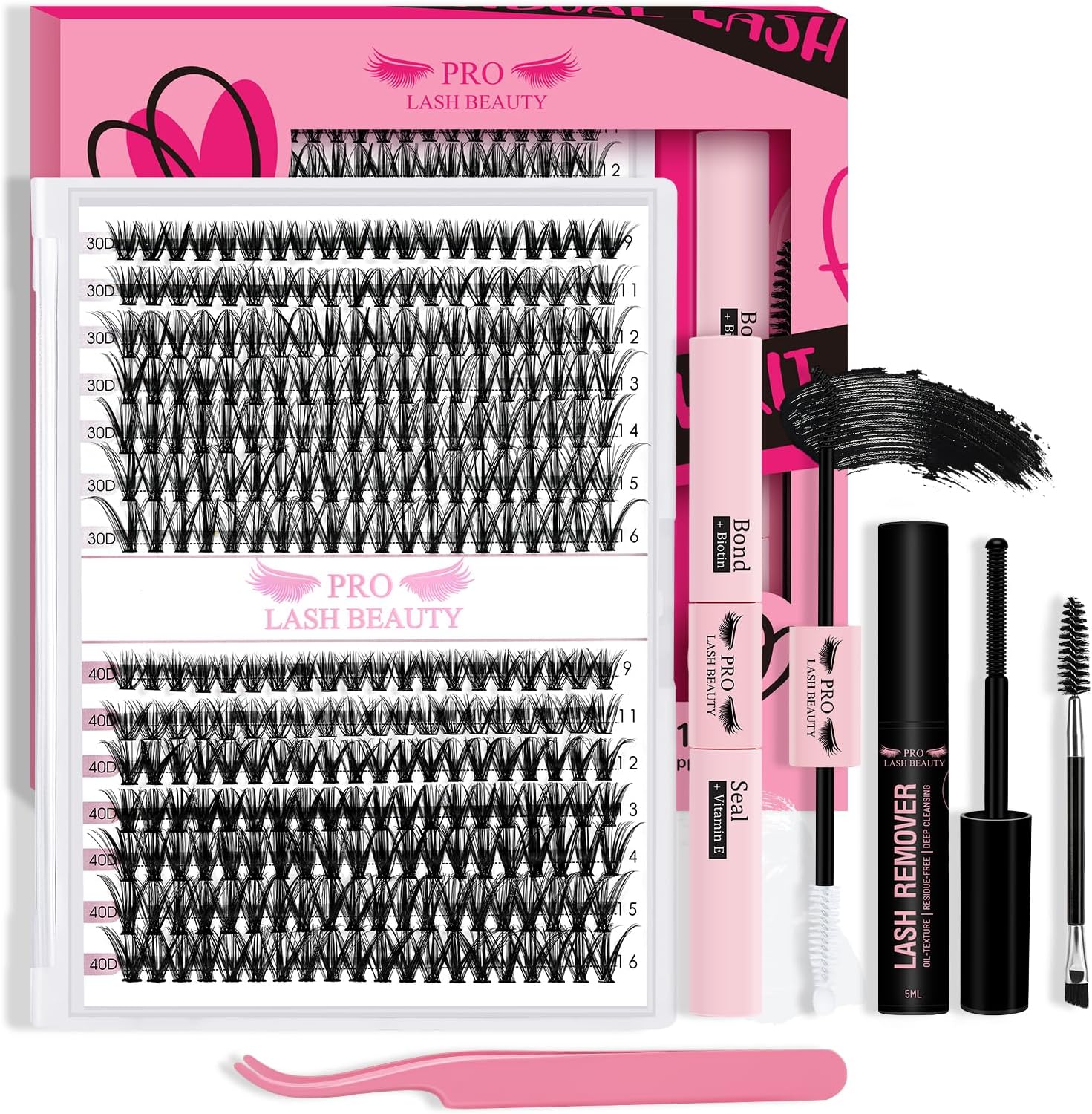 PRO DIY Lash Extension Kit, Special Lash Clusters Extension Kit of 280pcs D Curl...