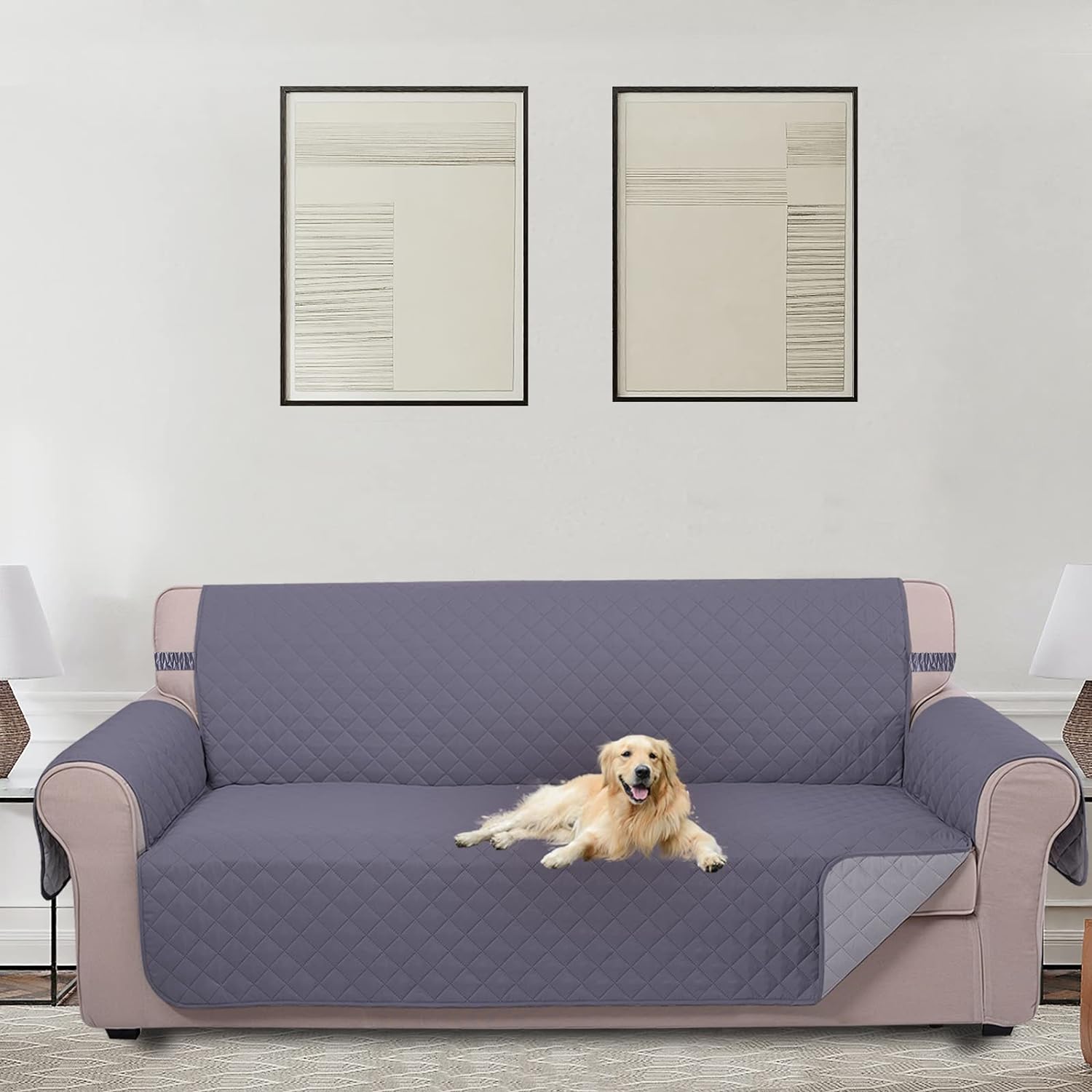 U-NICE HOME Reversible Sofa Cover Washable Couch Cover for Dogs with Elastic Str...