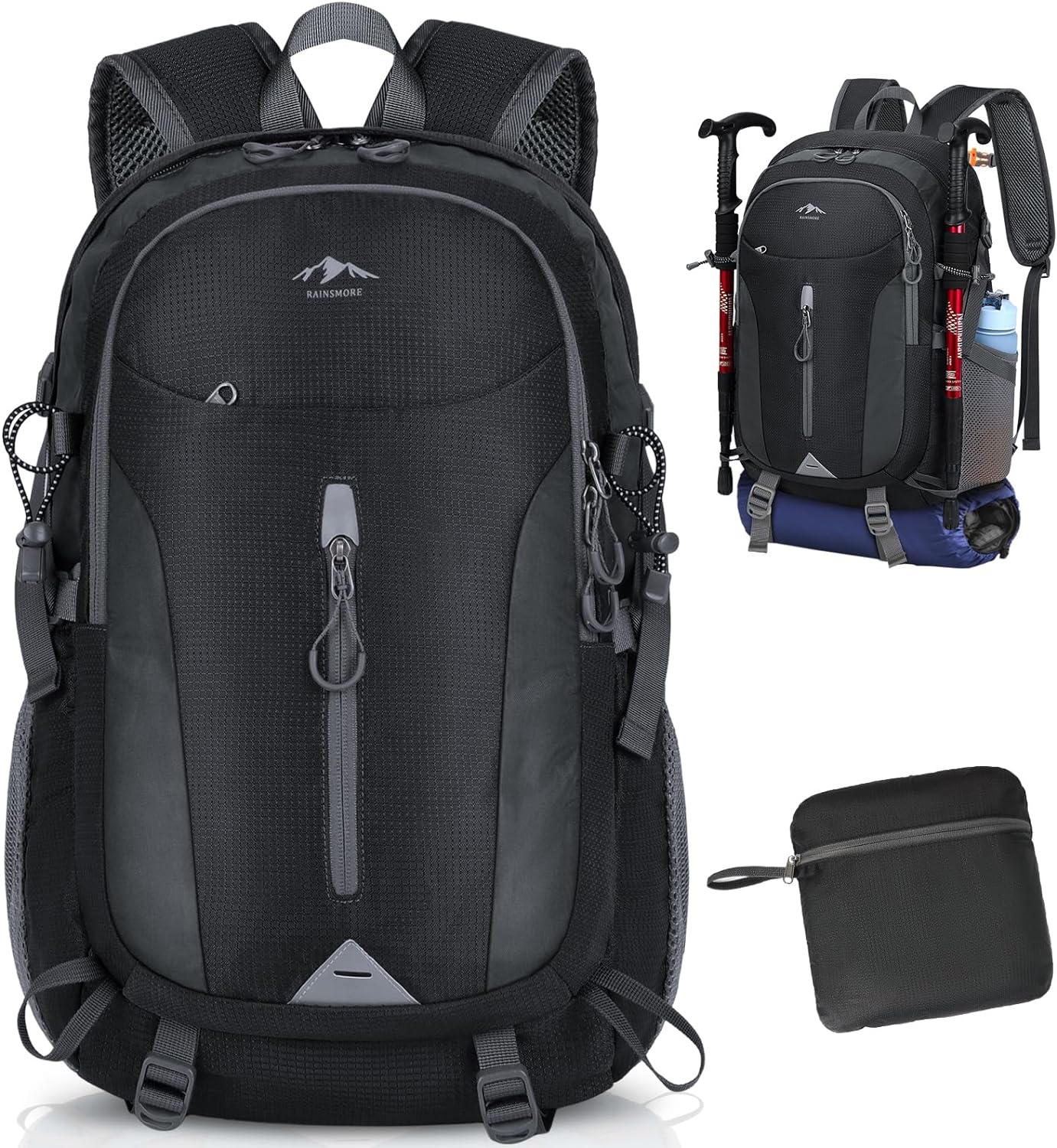 RAINSMORE Hiking Backpack 40L Lightweight Foldable Rucksack for Men Women Water...