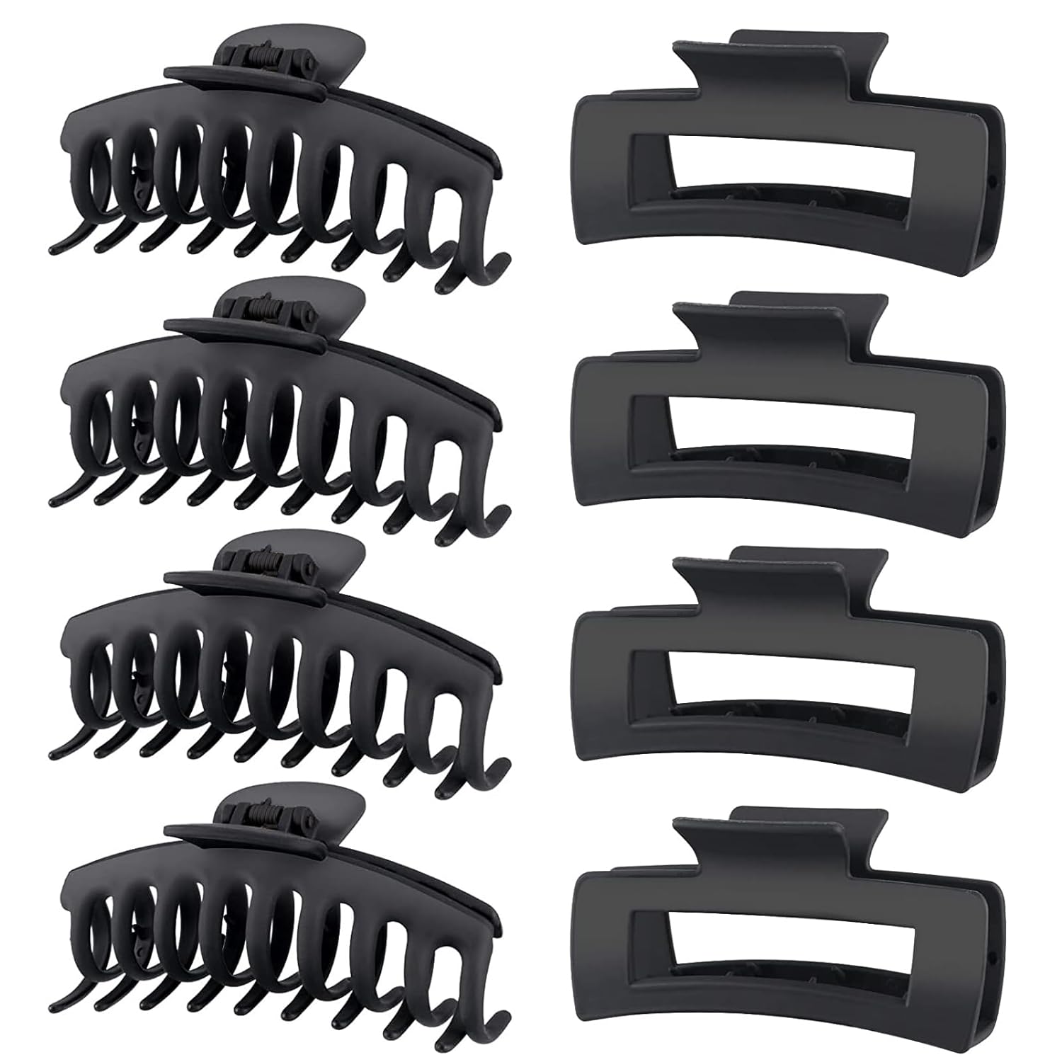 TOCESS 8 Pack Black Big Hair Claw Clips for Women Large Claw Clip for Thin Thick...