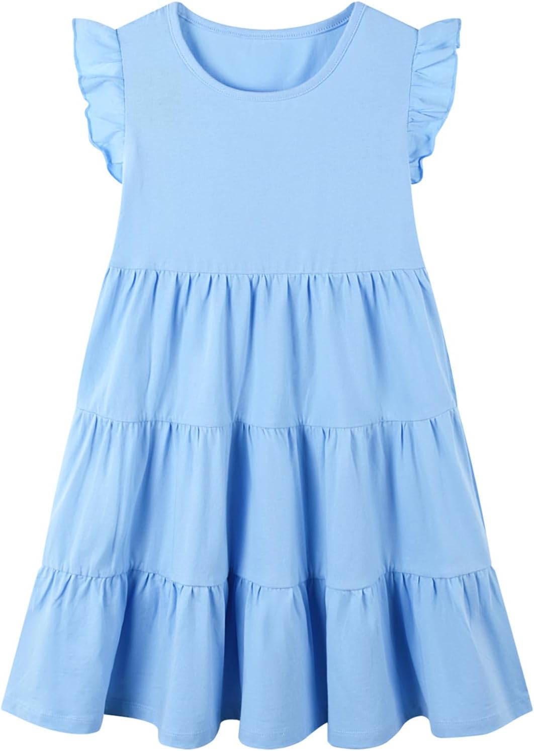 HILEELANG Little Girls Short Sleeve Dresses, Special Summer Cotton Casual Skater...