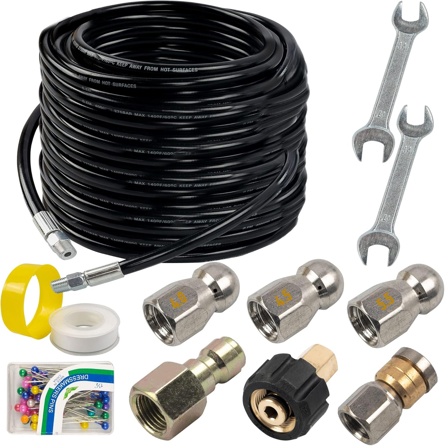 Hourleey 100FT Sewer Jetter Kit, High-Quality Drain Cleaner Hose, Innovative Ori...