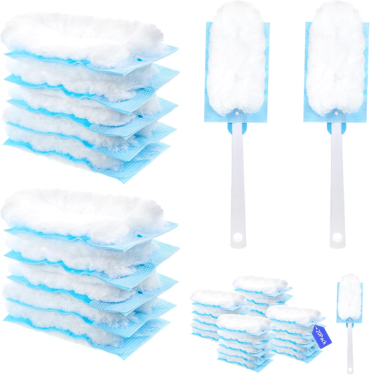 Fluffy Dusters Magnet Refills, 20PCS Duster Removal Refill Kit with 2 Handle, Re...