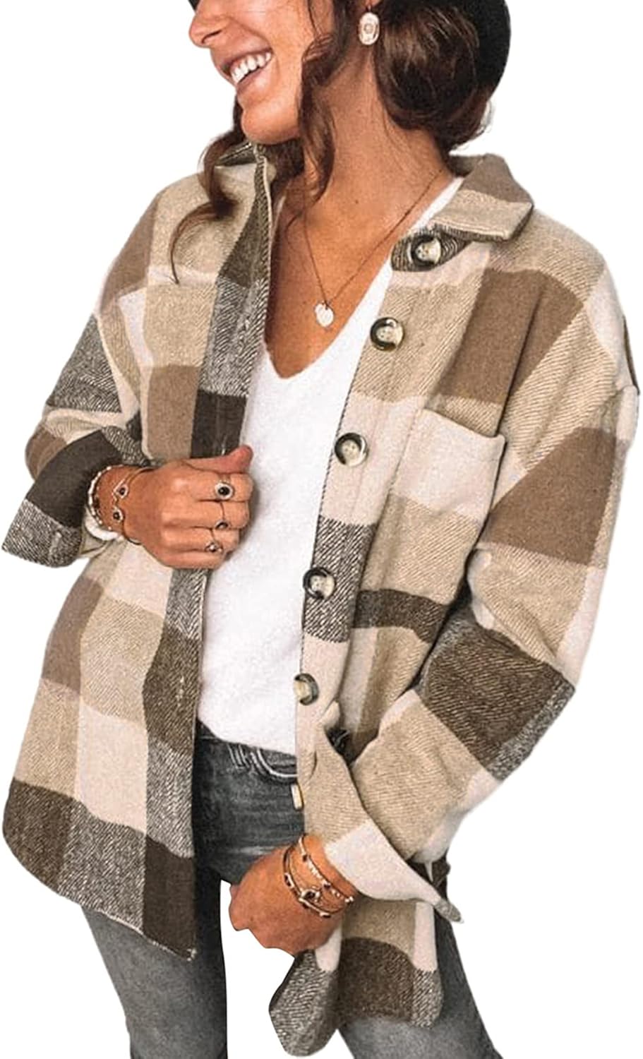PRETTYGARDEN Women's 2024 Fall Clothes, Special Plaid Shacket Jacket, Innovative...