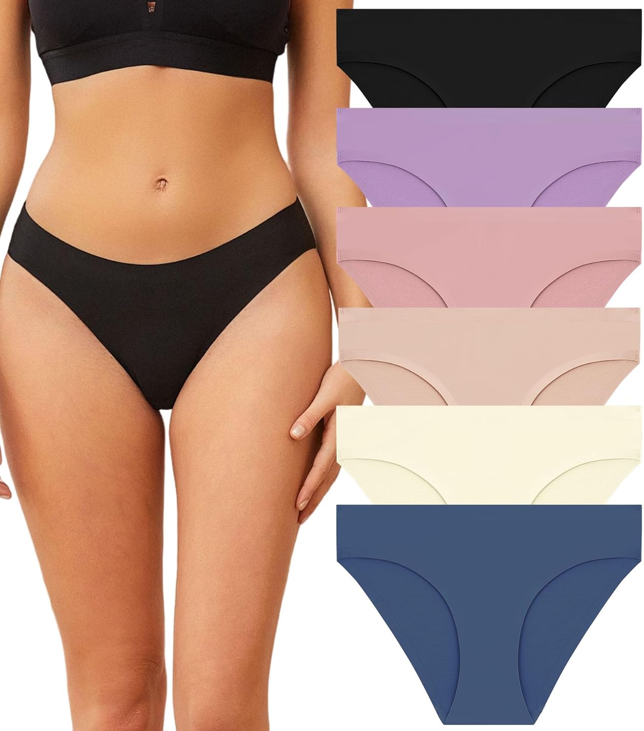 Seamless Underwear for Women Soft No Show Panties Sexy High Cut Invisible Hipste...
