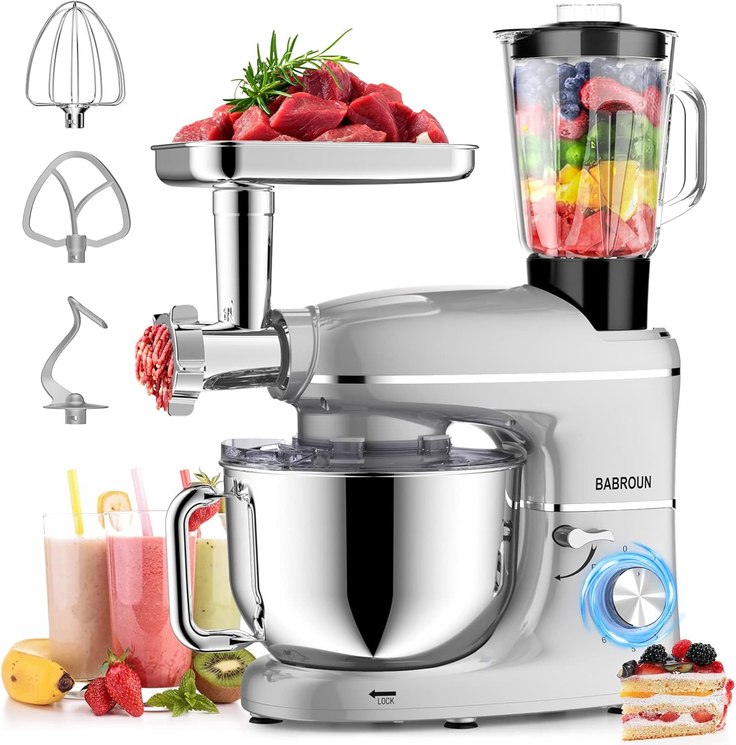 BABROUN 6 IN 1 Stand Mixer, Special Multifunctional Electric Kitchen Mixer with...