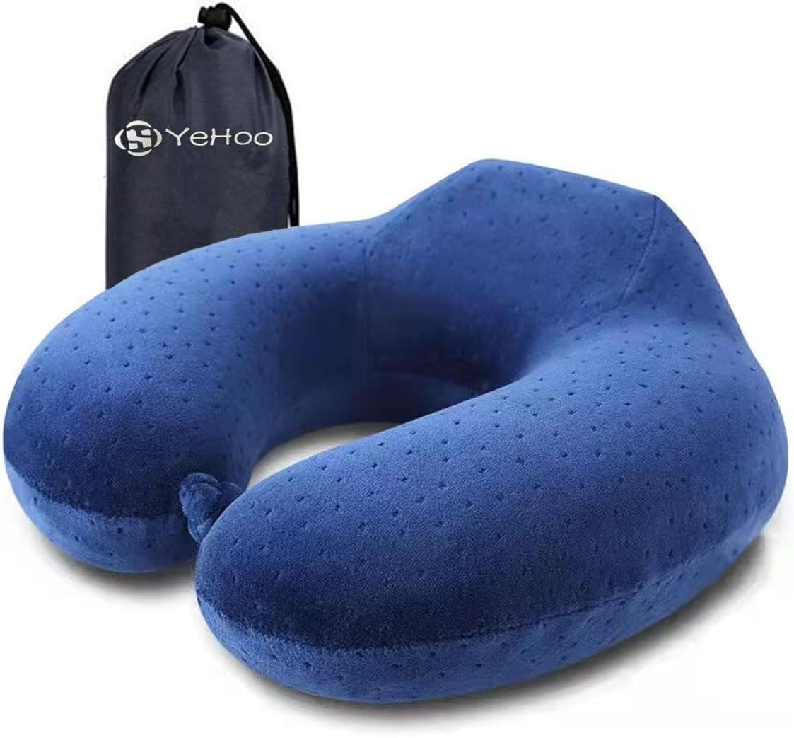 Travel Pillow - Portable Memory Foam Neck Support Pad for Travel, Reading, Rest...