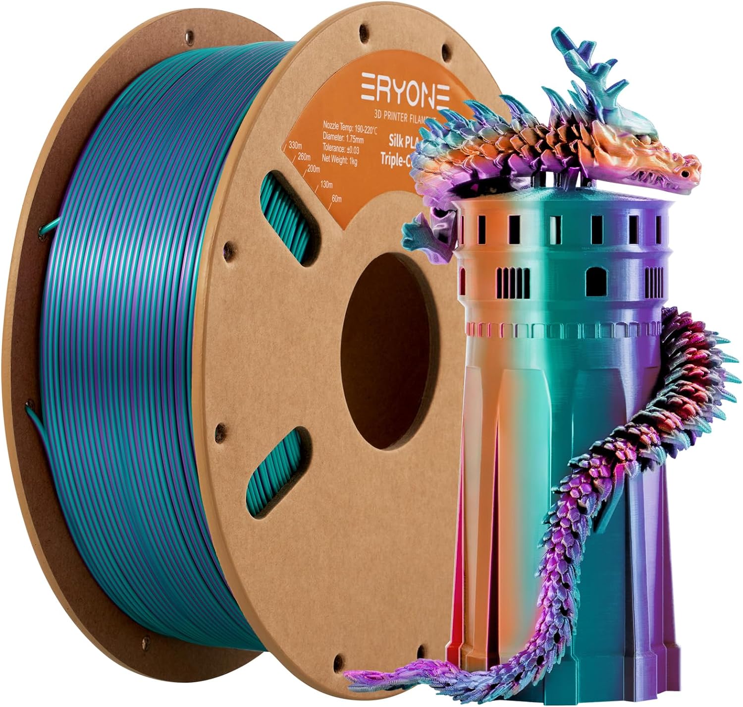Premium ERYONE Silk PLA Filament, High-Quality 3D Printer Filament Silk PLA, Pre...