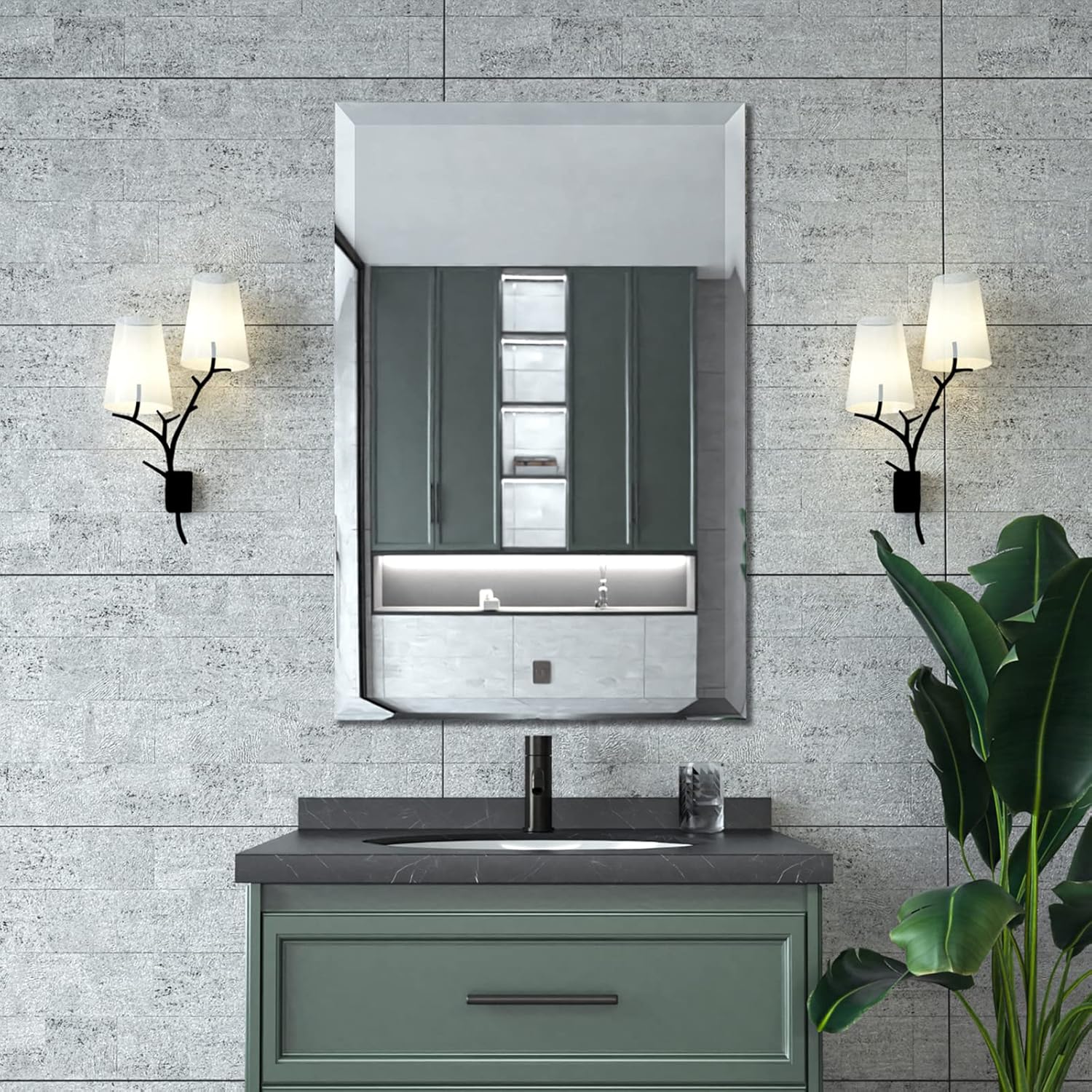 Mirrorons Beveled Mirror, Special Bathroom Mirrors for Wall, Innovative Frameles...